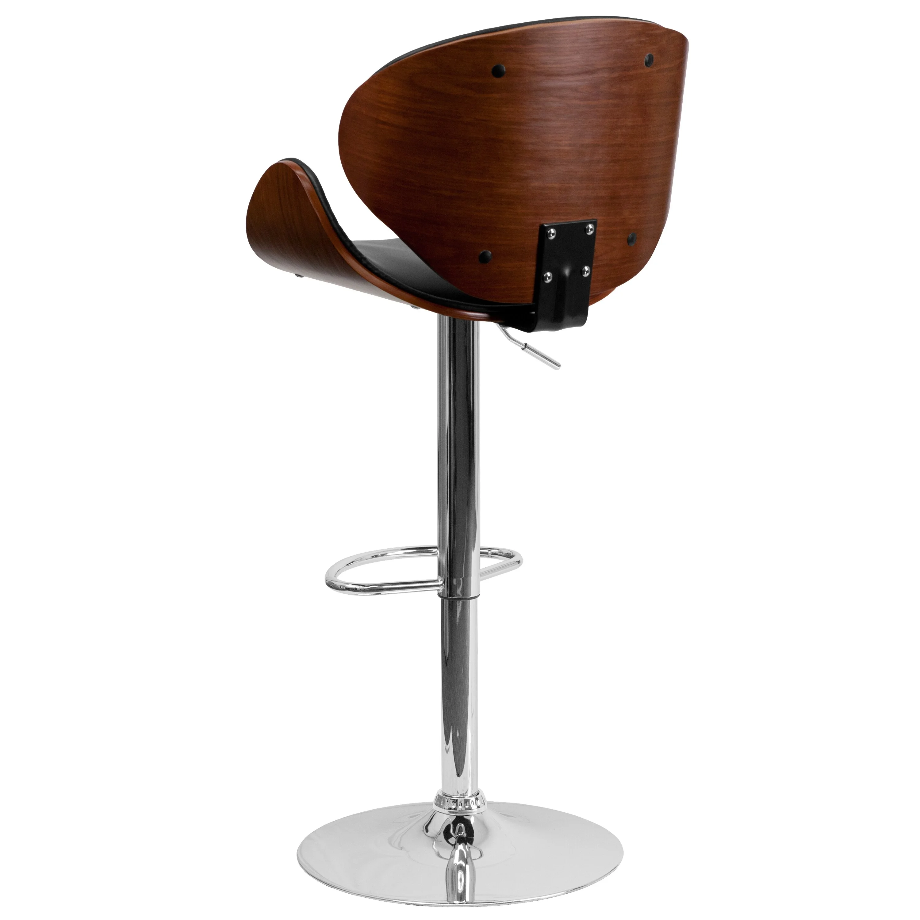 Flash Furniture Bentwood Adjustable Height Barstool with Curved Back and Vinyl Seat - 21