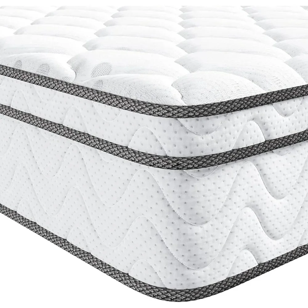Queen Mattress, 10 Inch Hybrid Mattress with Memory Foam & Pocket Spring, Ergonomic Design(60 x 80 x10 Inches, Queen Size)