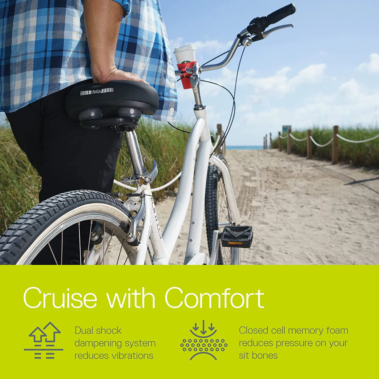 Delta Cycle Memory Foam Padded Comfort Saddle Cruiser, Black