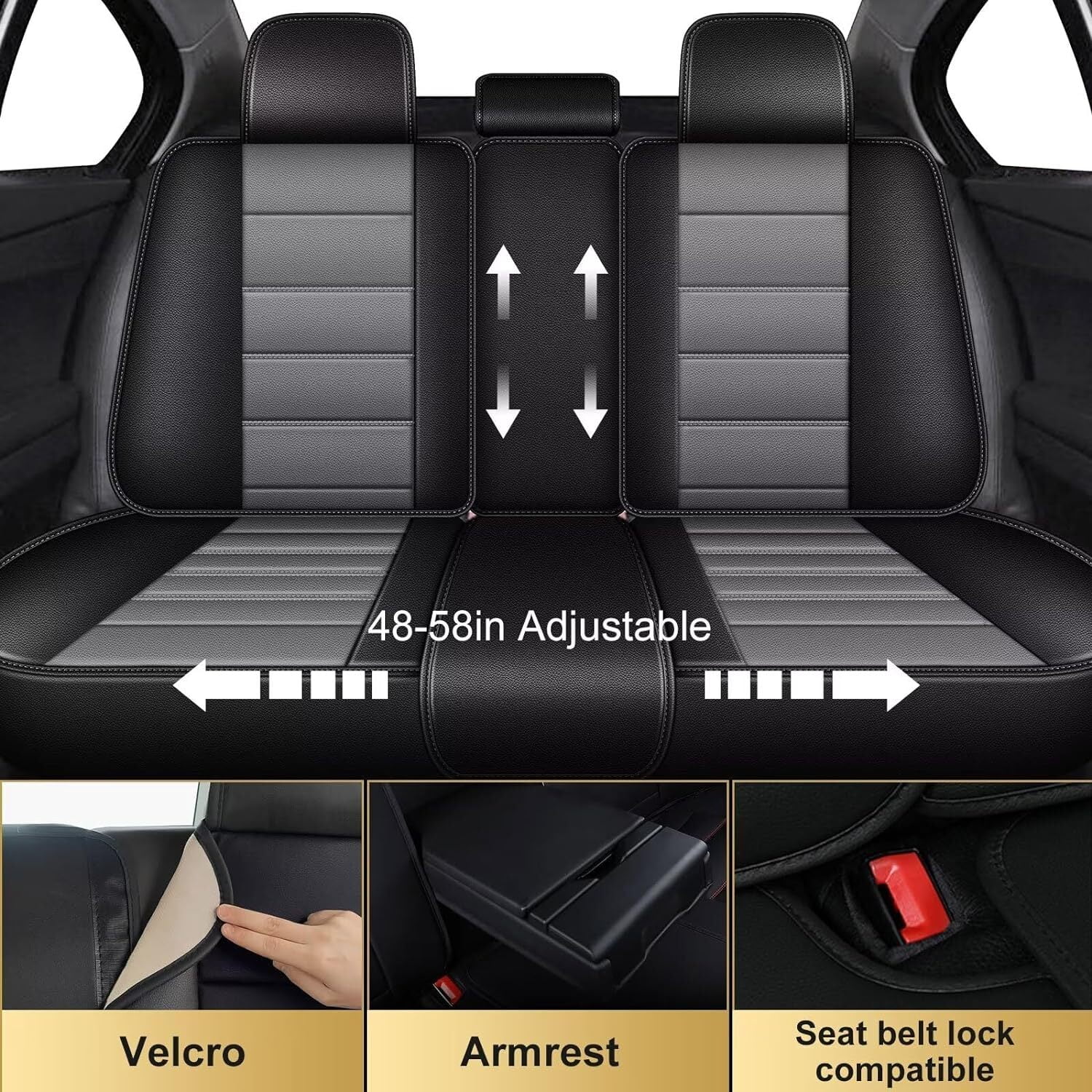 AOMSAZTO Fit Subaru Legacy 1995-2024 Car Seat Cover 5-seat Faux Leather Full Set Compatible Airbag