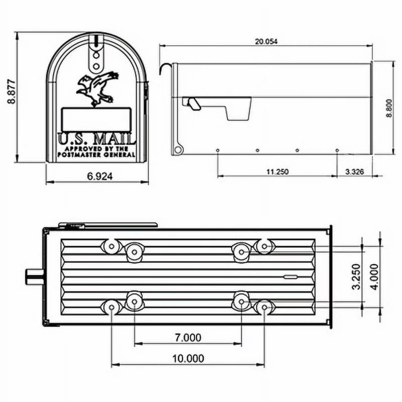 Gibraltar Mailboxes Elite Medium, Steel, Post Mount Mailbox, White, E1100W00