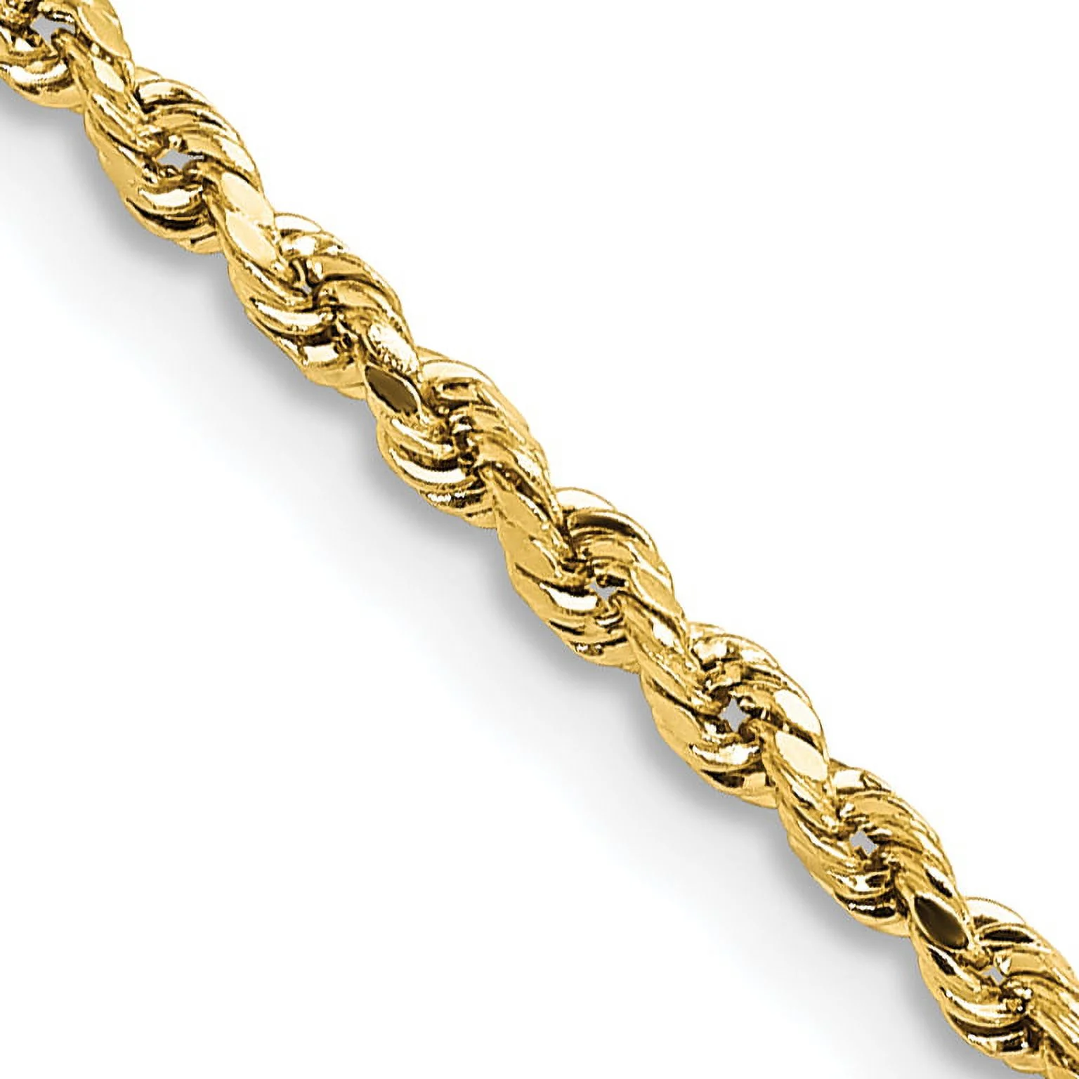 Carat in Karats 14K Yellow Gold 2mm Lightweight Diamond-Cut Rope With Lobster Clasp Chain Necklace 20'' Length