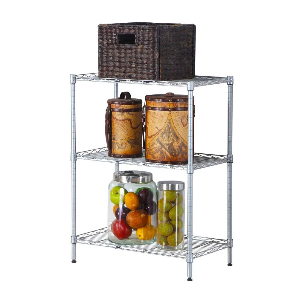 SamyoHome 3-Tier Adjustable Wire Multiuse Organizing Rack, Silver