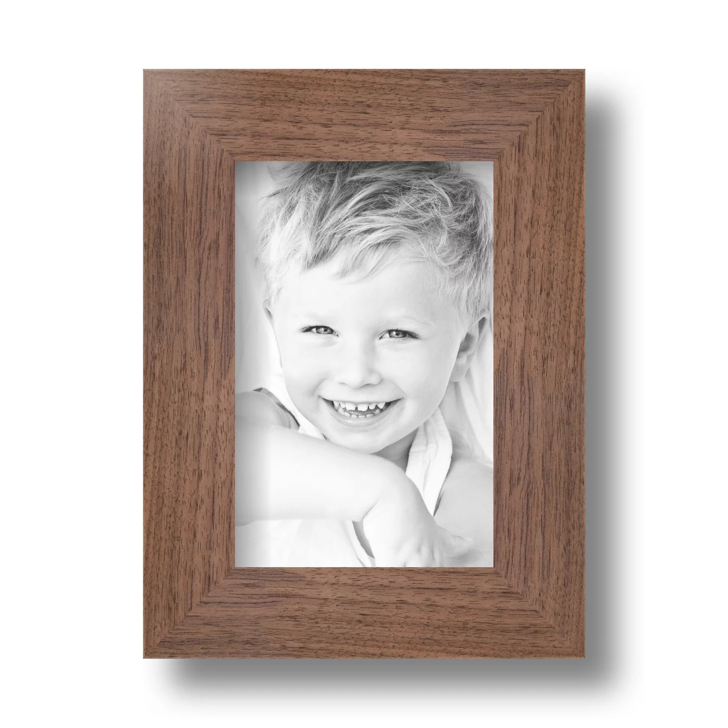 ArtToFrames 4x6 Inch Light Walnut Picture Frame, This Brown Wood Poster Frame is Great for Your Art or Photos, Comes with Regular Glass (4851)