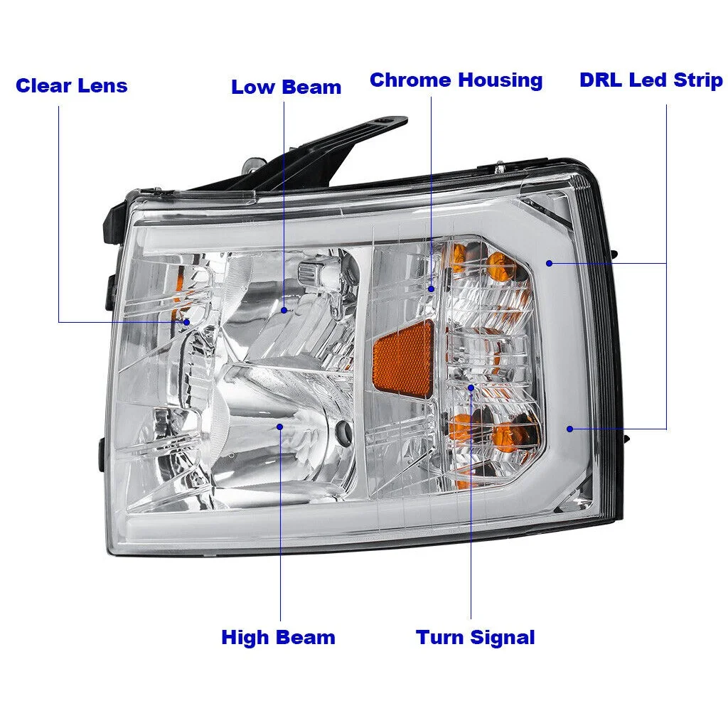 Teledu Pair Headlights Sequential Signal For 2007-2013 Chevy Silverado 1500 2500/3500HD