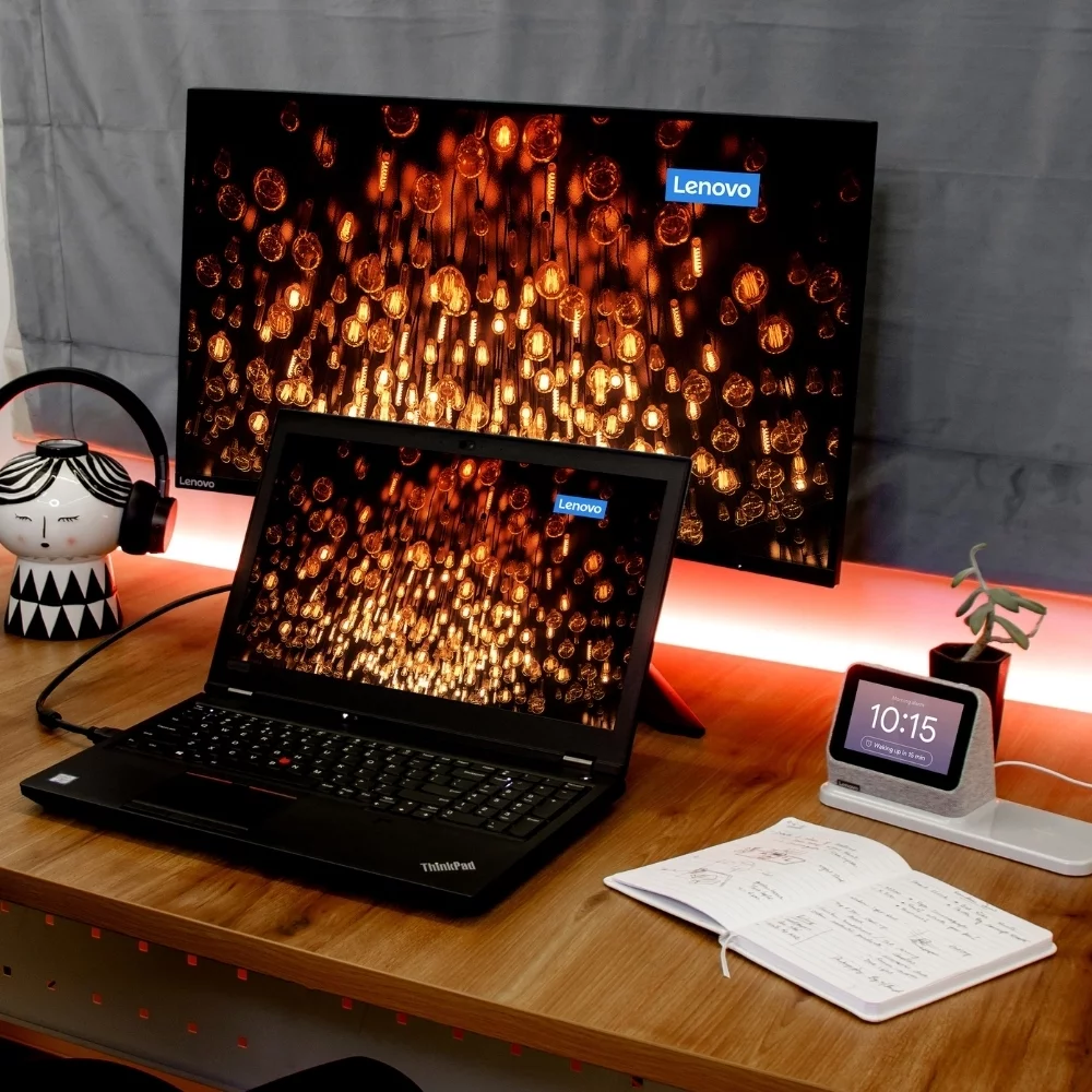 Lenovo Smart Clock 2 with Wireless Charging Dock - Heather Grey