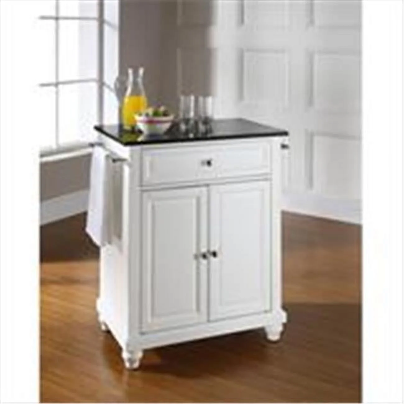 Crosley Furniture  Cambridge Solid Black Granite Top Portable Kitchen Island in White Finish