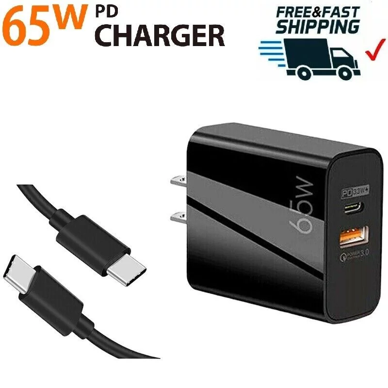 for Samsung Galaxy A13 5G - 65W USB C Wall Charger, 2 Ports GaN PD PPS Super Fast Charger with 6 Feet USB C Cable - Black