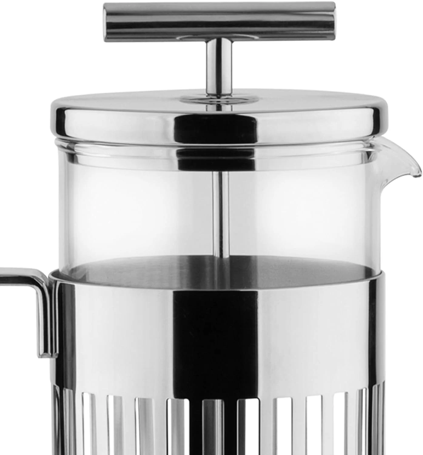 - Design Press Filter Coffee Maker, 18/10 Stainless Steel, Mirror Polished And Glass, 8 Cups,Silver