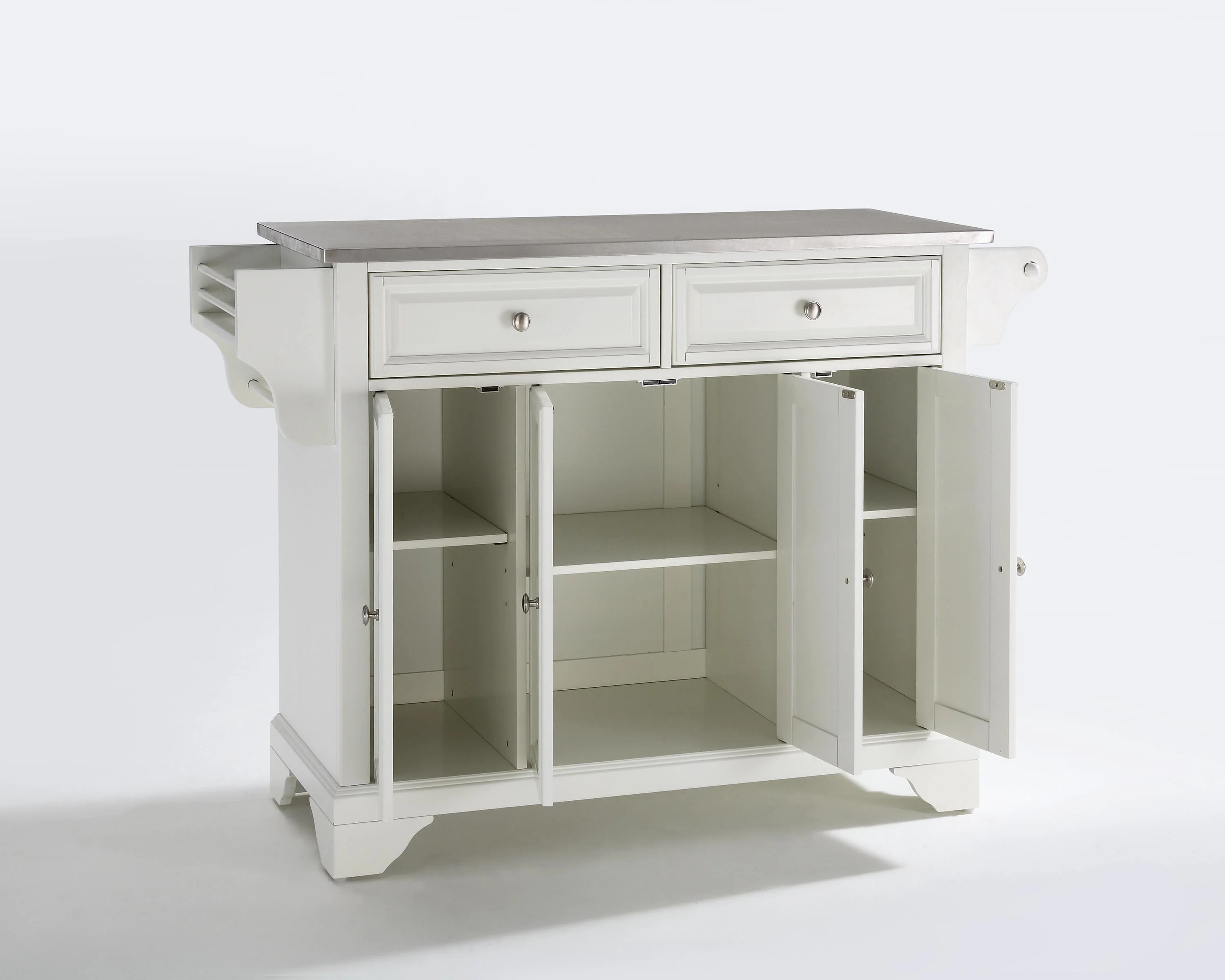 Crosley Furniture LaFayette Wood Kitchen Island in White & Silver