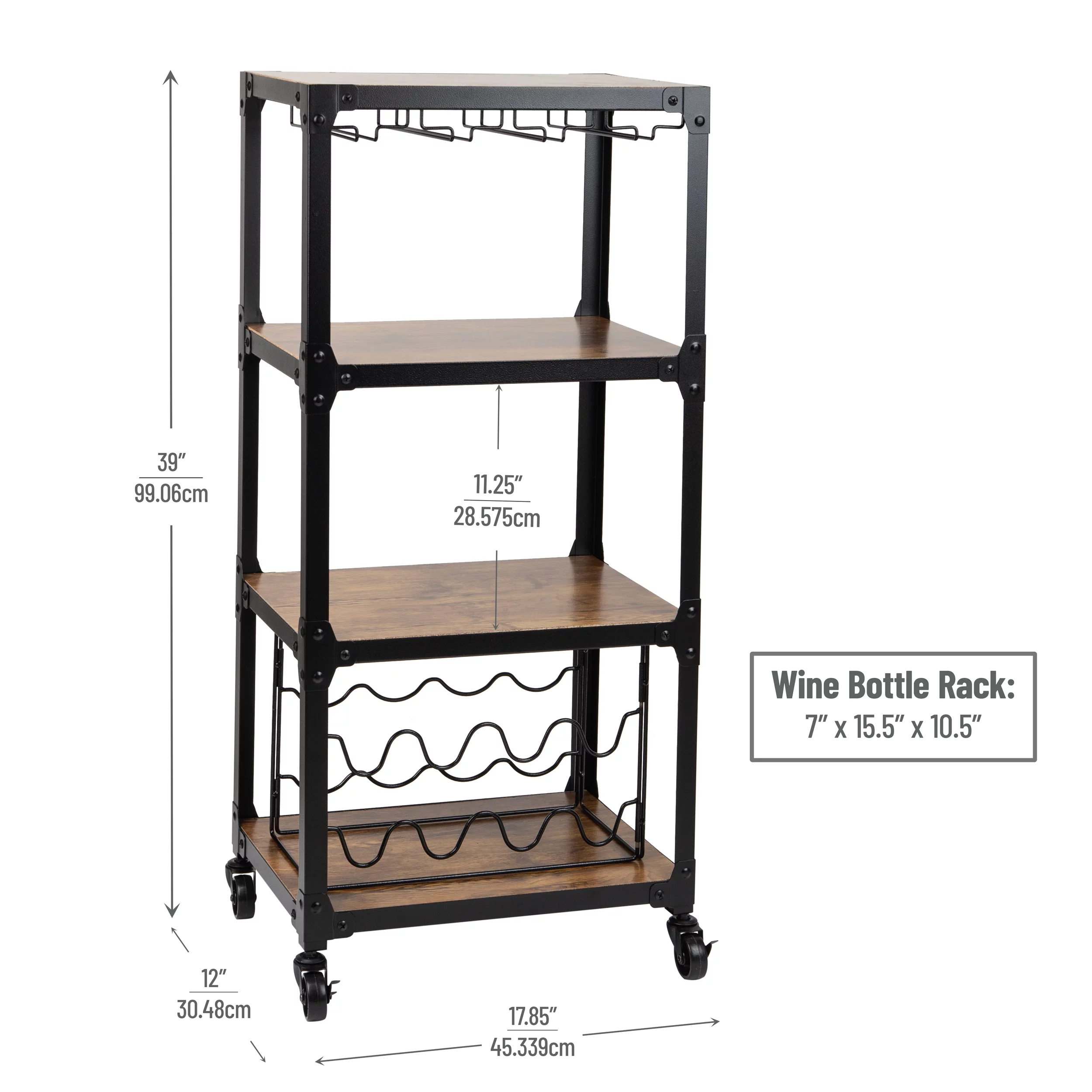 Mind Reader 4 Shelf Mobile Wine Bar Cart