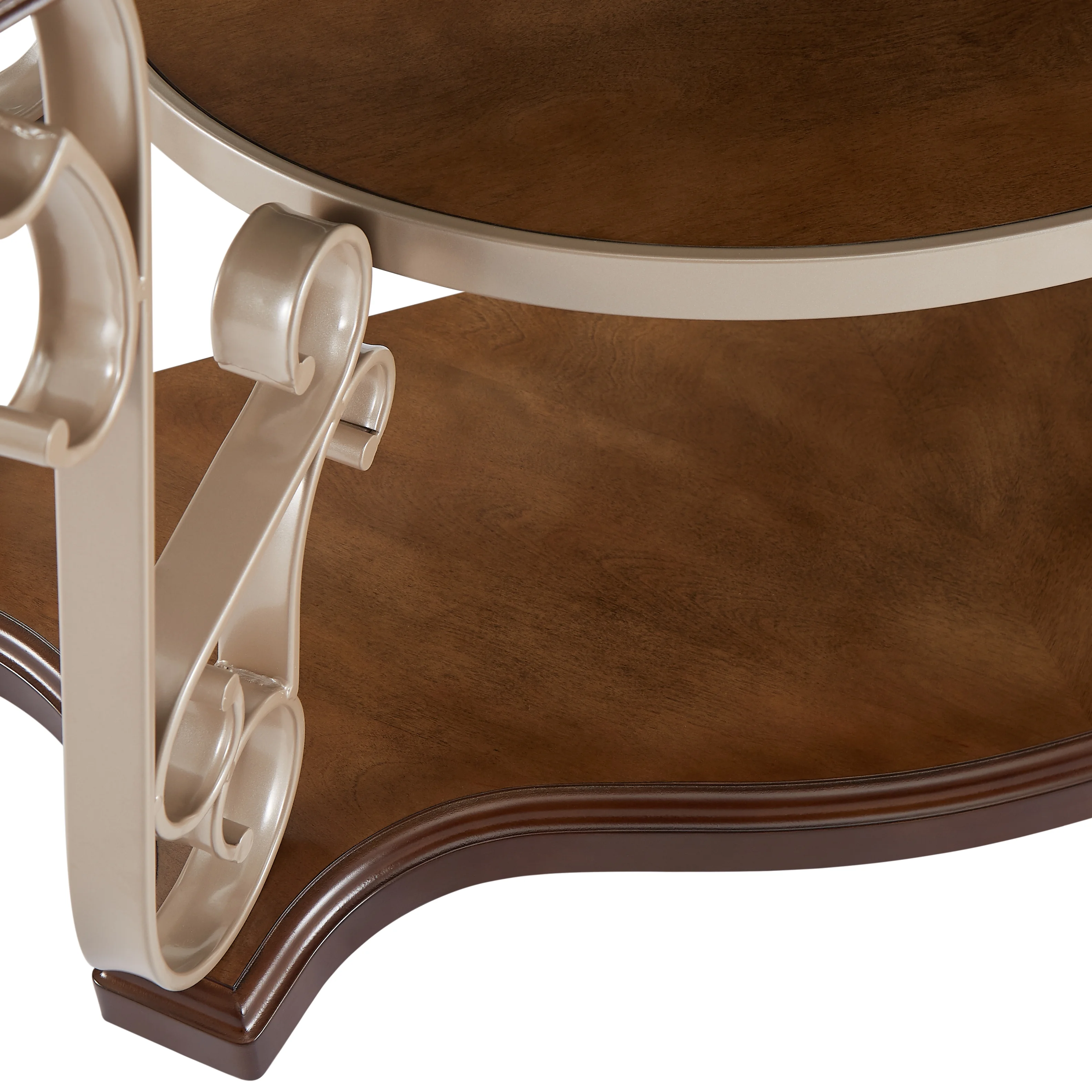 Glavbiku Retro Coffee Table with Marble Top,Champagne Metal Legs End Table,Brown,26.2