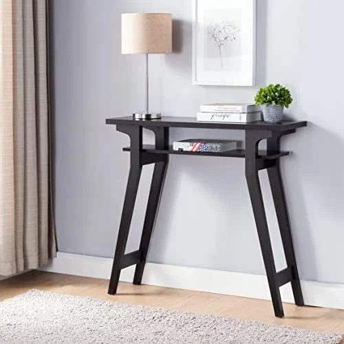 HOOMHIBIU 36" Console Table  Modern 2 Tiers Entryway Table with    Wood Narrow Accent Sofa Table with Tapered Legs for Hallway  Entryway  Living Room   Espresso