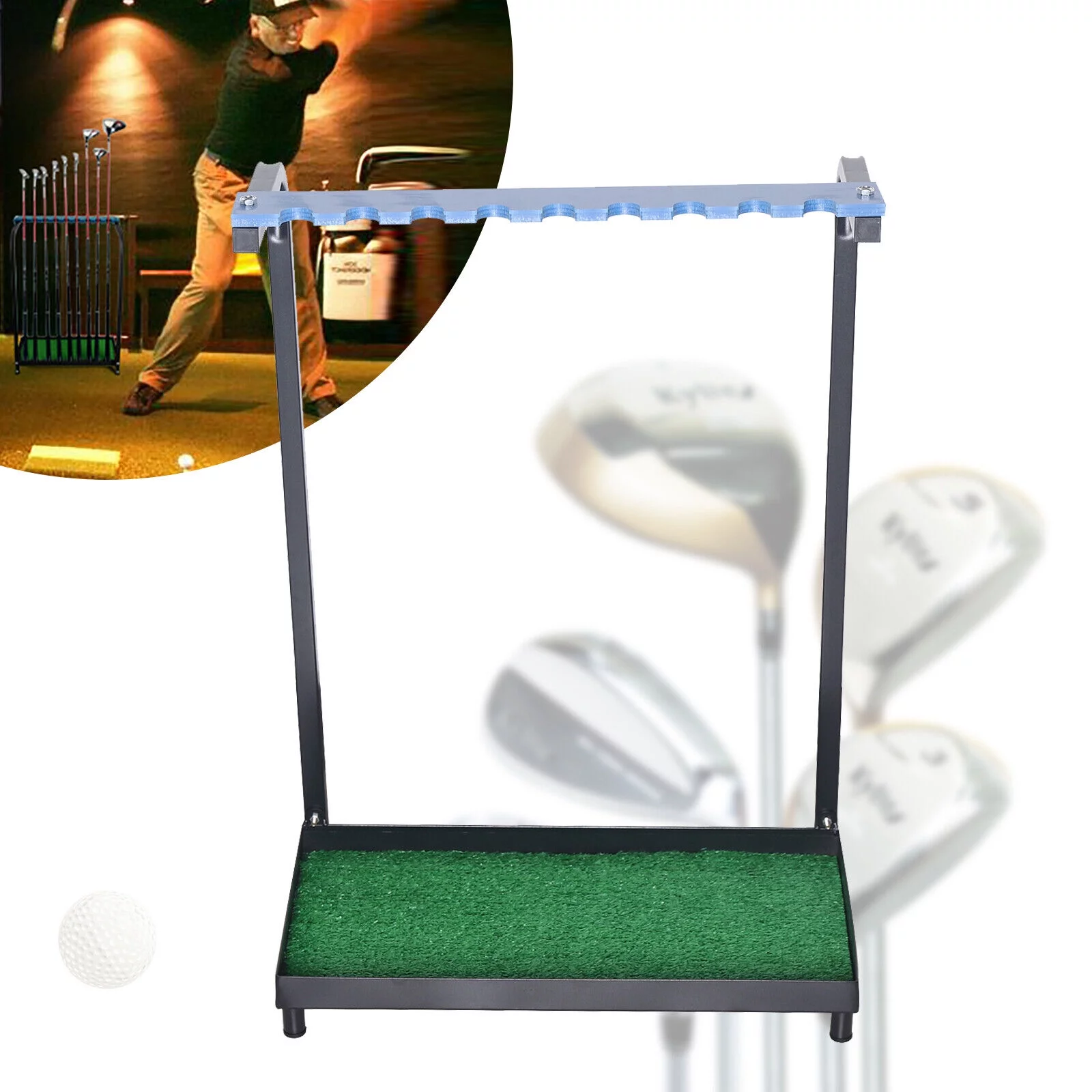 Miumaeov Golf Club Display Rack Metal Golf Putter Storage Organizer 9 Clubs Floor Stand Holder