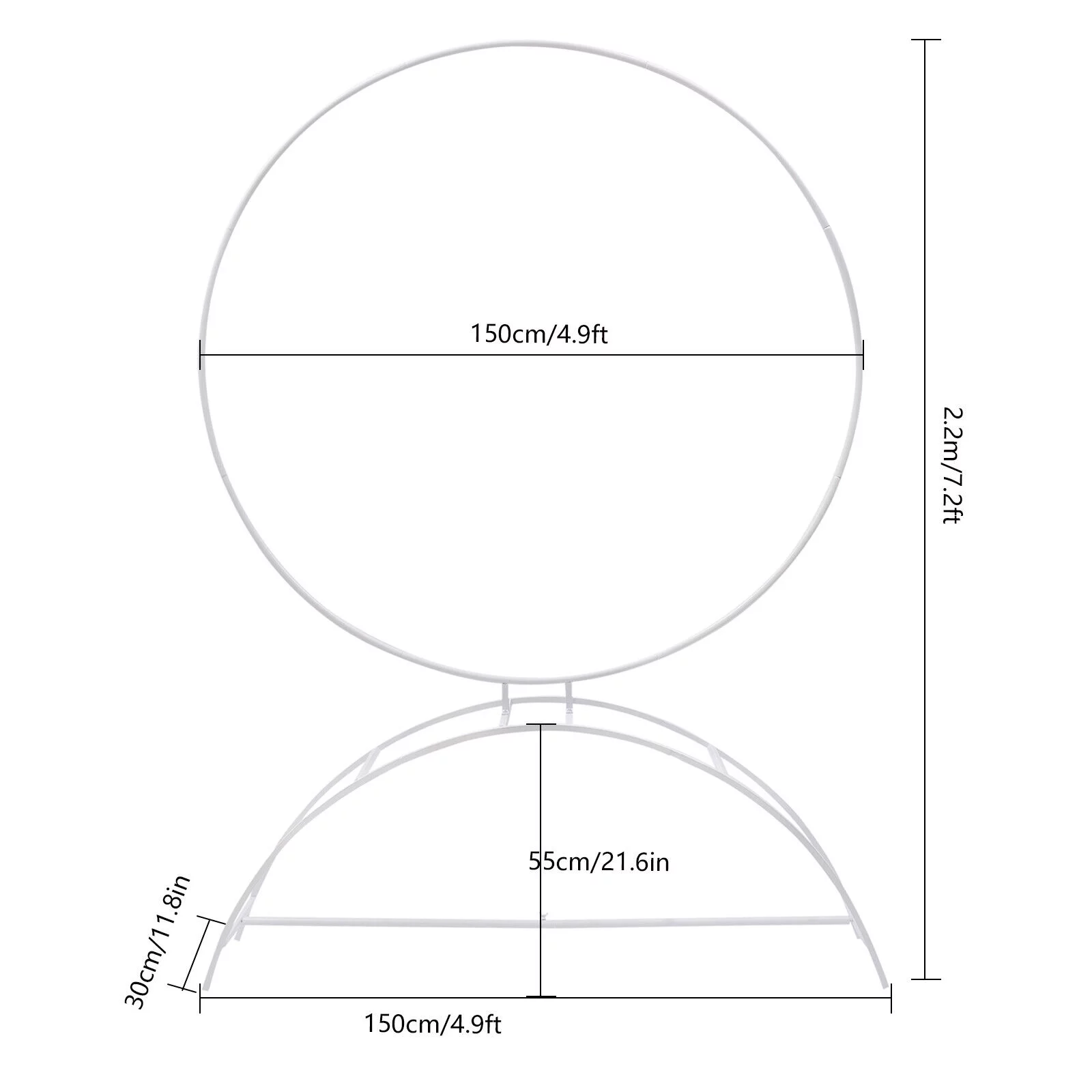 Wedding Arch Backdrop Stand for Birthday Party Balloon Round Circle Venue Decor White