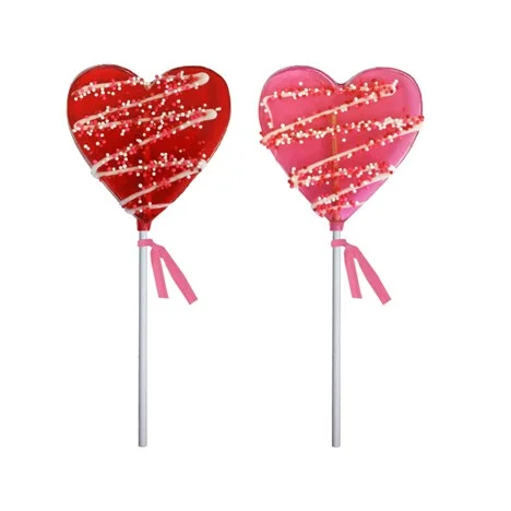 Melville Valentines Day Chocolate Drizzled Heart Lollipops - 4 Pops, 2 of Each