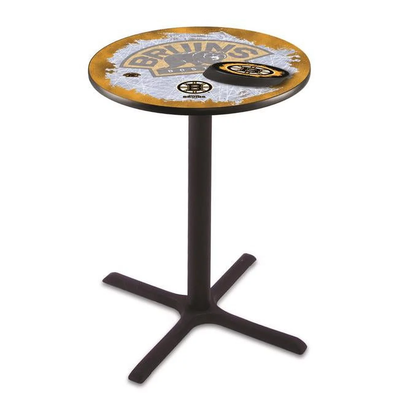 L211 Boston Bruins 36in. Tall - 36in. Top Pub Table with Black Wrinkle Finish