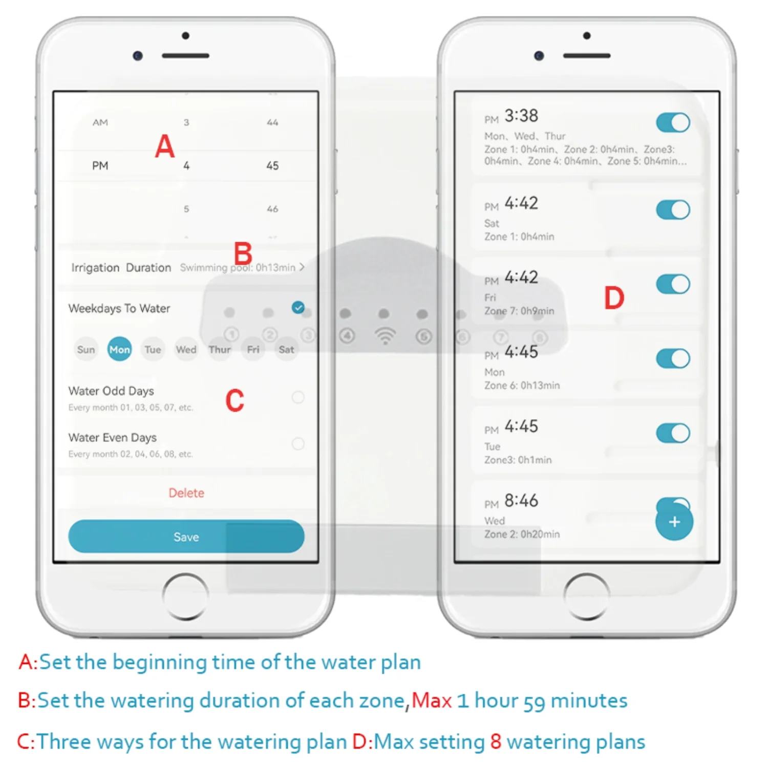 Upgrade Your Garden Irrigation System Today with Efficient  Smart  and High-Tech 8 Zone WiFi Digital Automatic Water Timer Controller Featuring Convenient APP Control.