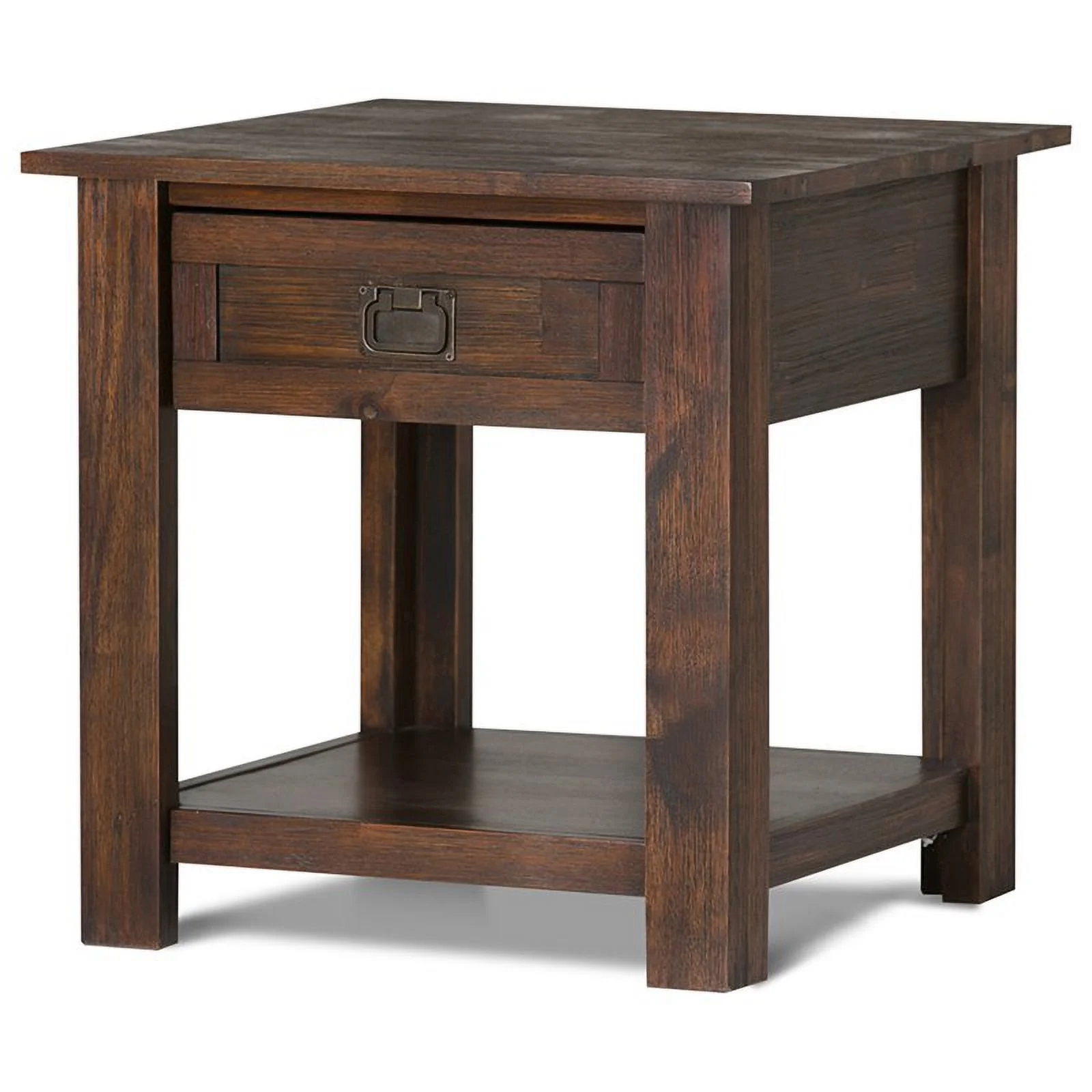 Home Square 2 Piece Wood End Table Set in Distressed Charcoal Brown