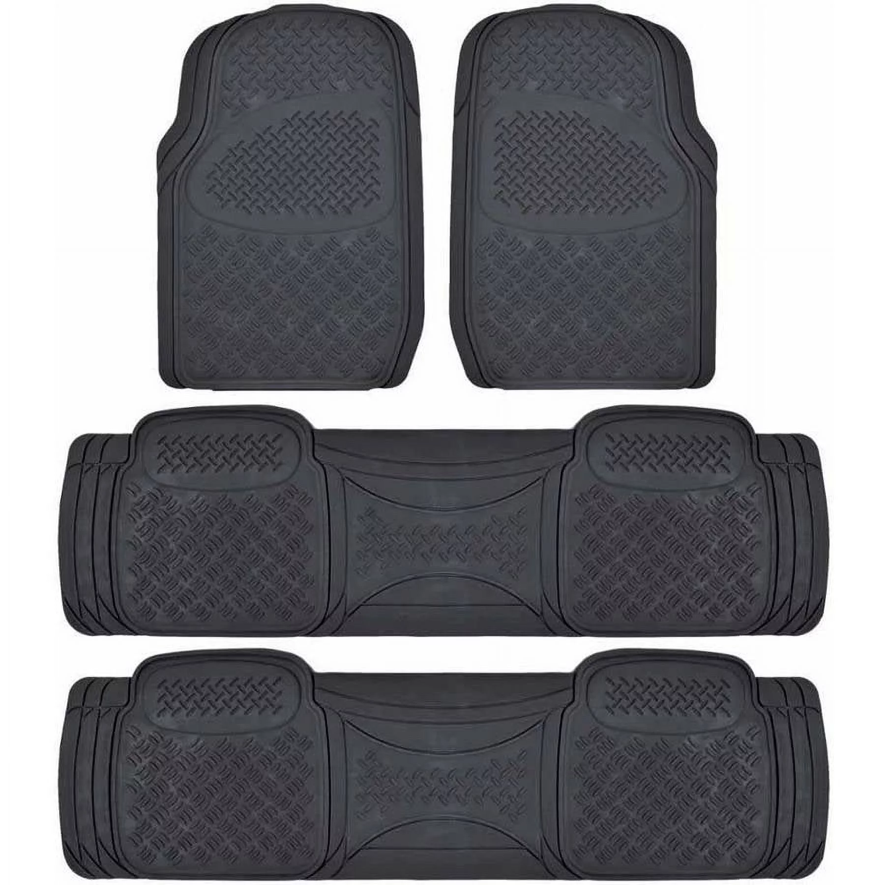 BDK Super Duty Rubber Floor Mats for Car SUV and Van 3 Rows, All Weather, Heavy Duty, 3 Colors