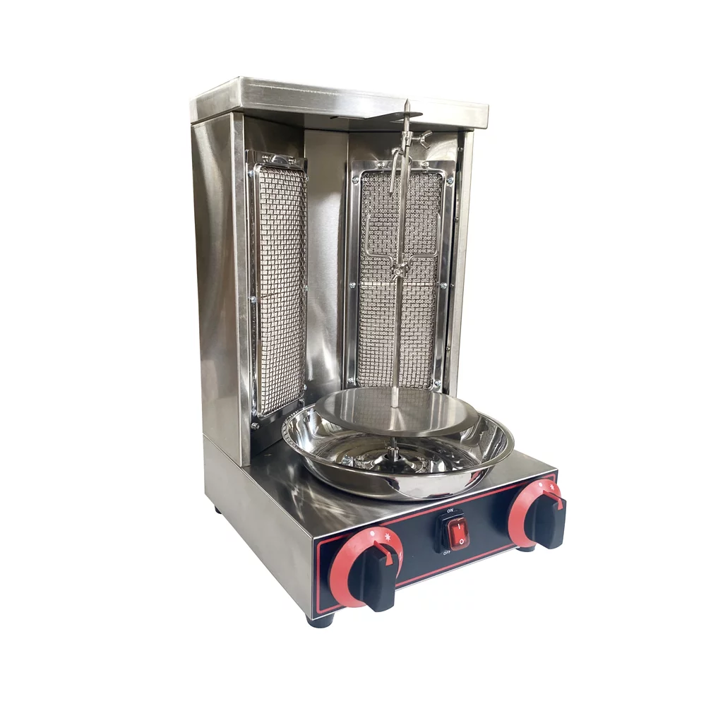 Techtongda Shawarma Machine Gas Kebab Gyro Grill Machine Vertical Broiler with 2 Burner