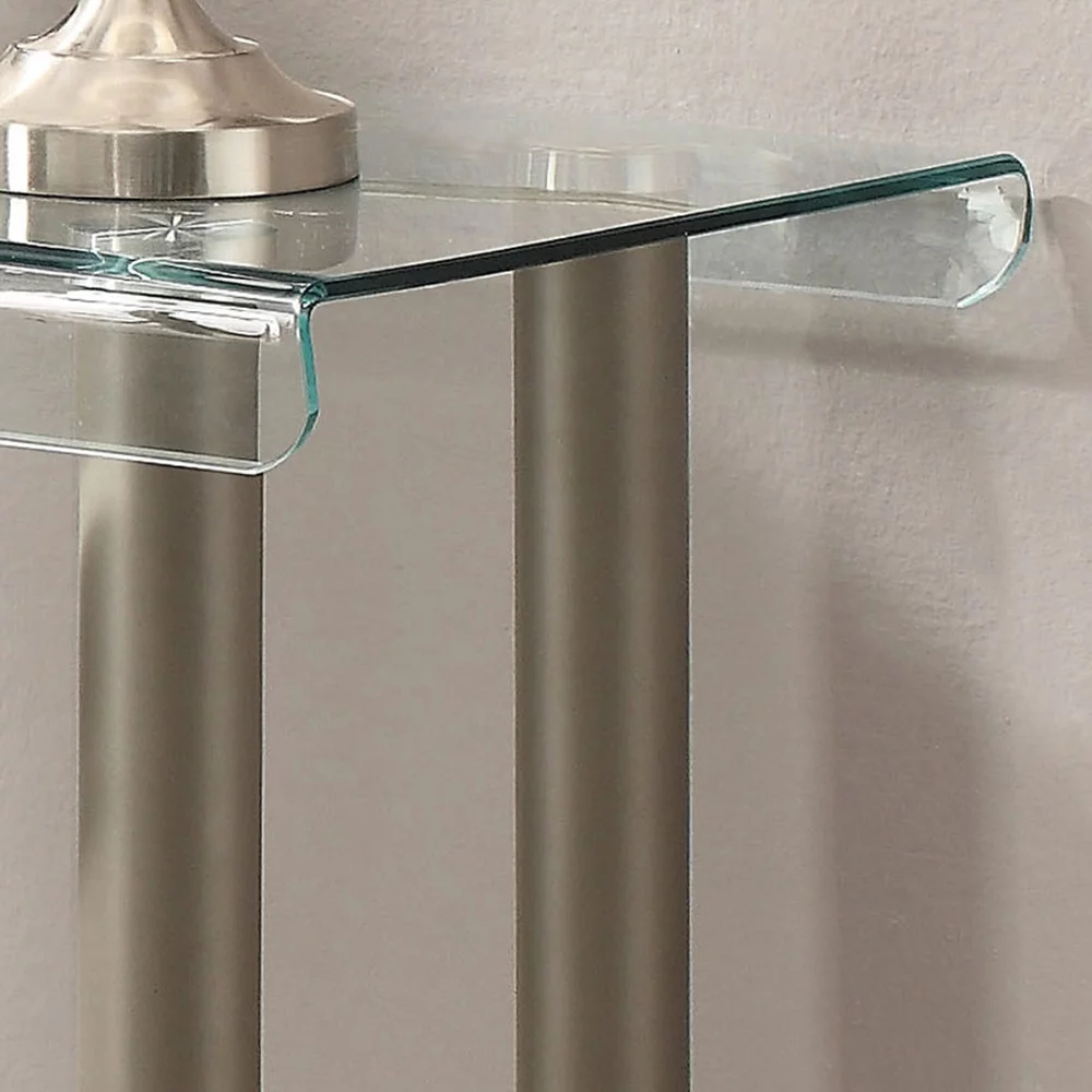 Furniture of America Ramey Glass Top Sofa Table, Champagne