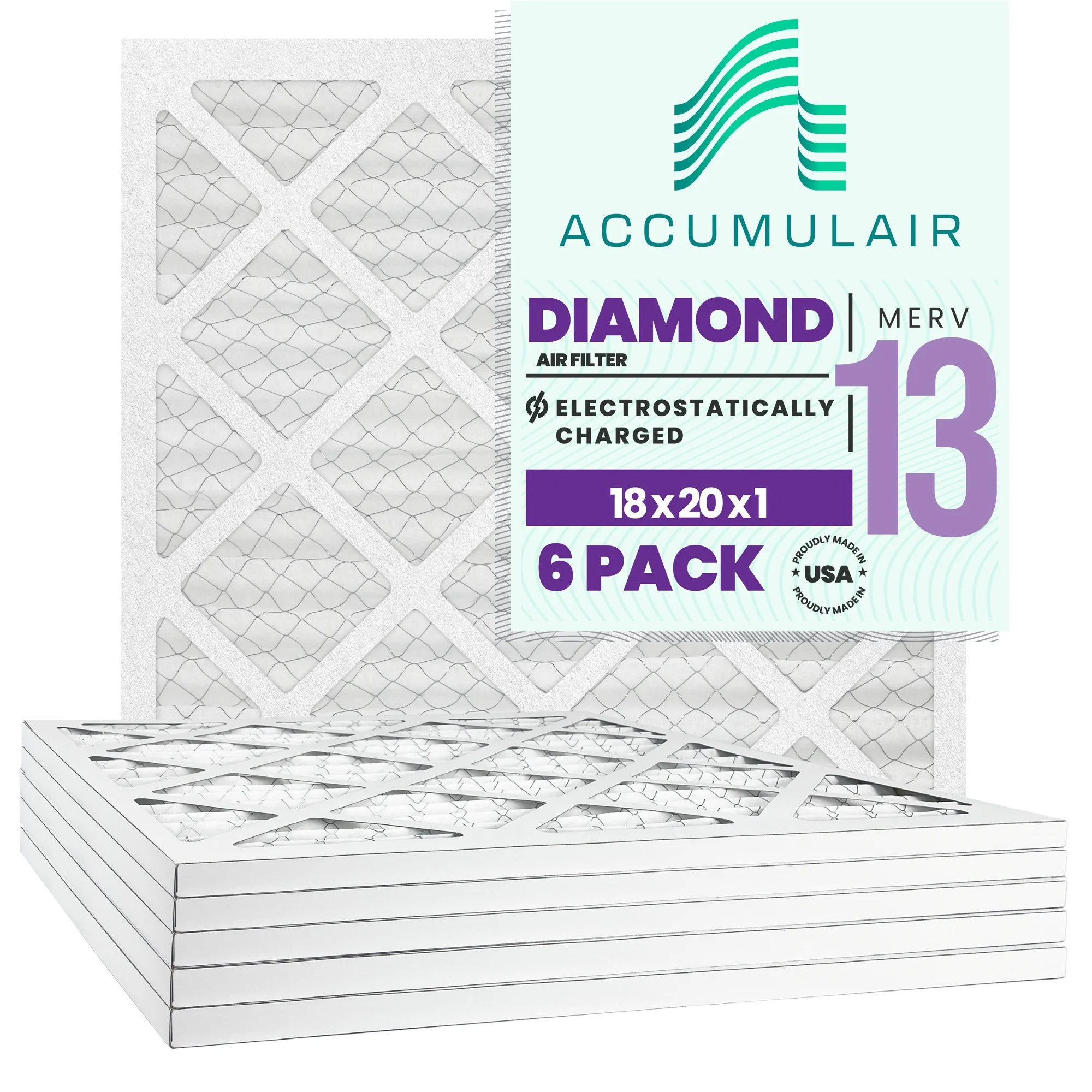 Accumulair Diamond 18x20x0.5 MERV 13 Air/Furnace Filters (6 pack)