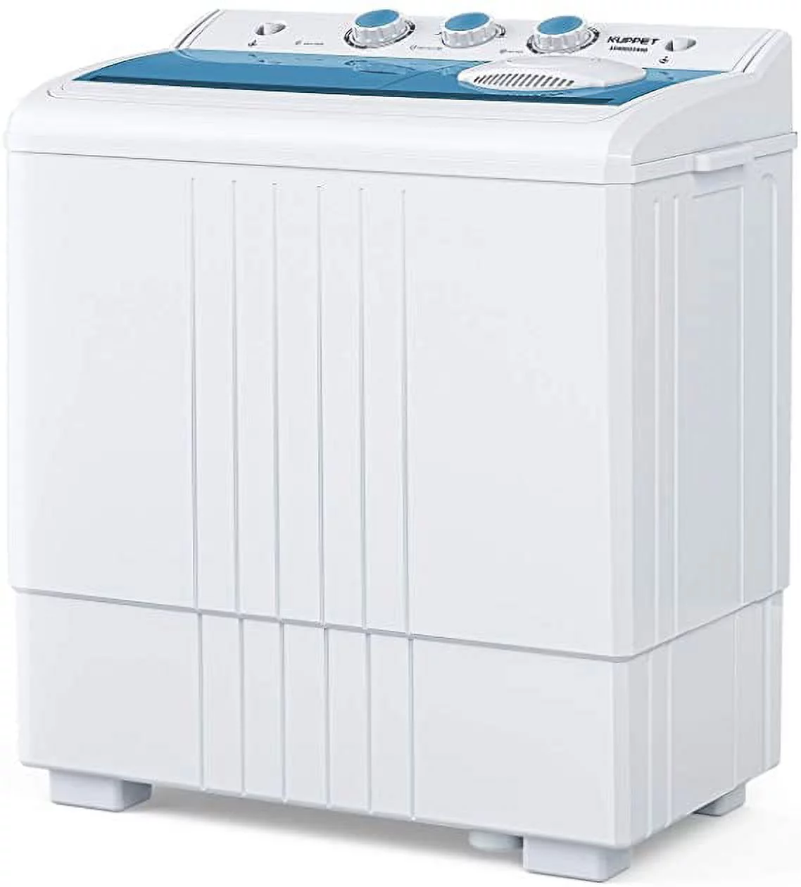 KUPPET Compact Twin Tub Portable Mini Washing Machine 26lbs Capacity, Washer(18lbs)&Spiner(8lbs)/Built-in Drain Pump/Semi-Automatic (White&Bule)