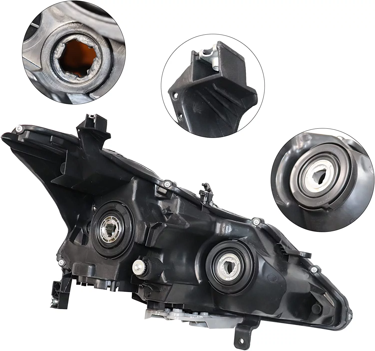 DENEST Black Housing Headlight Assembly Replacement Compatible with 2013 2014 2015 Altima Sedan Halogen Headlight NI2502208 NI2503208 - Passenger and Driver Side