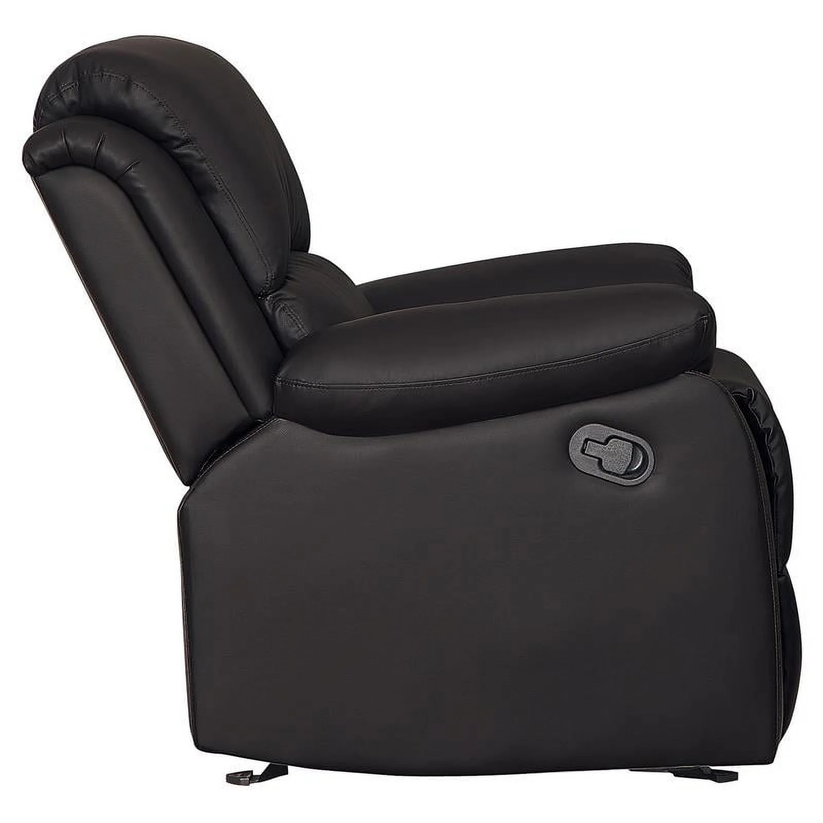 Pemberly Row Transitional Faux Leather Glider Reclining Chair in Dark Brown