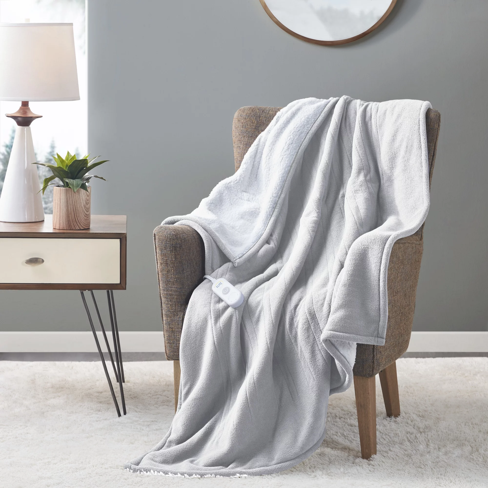Serta Fleece to Sherpa Heated Throw, 50x60