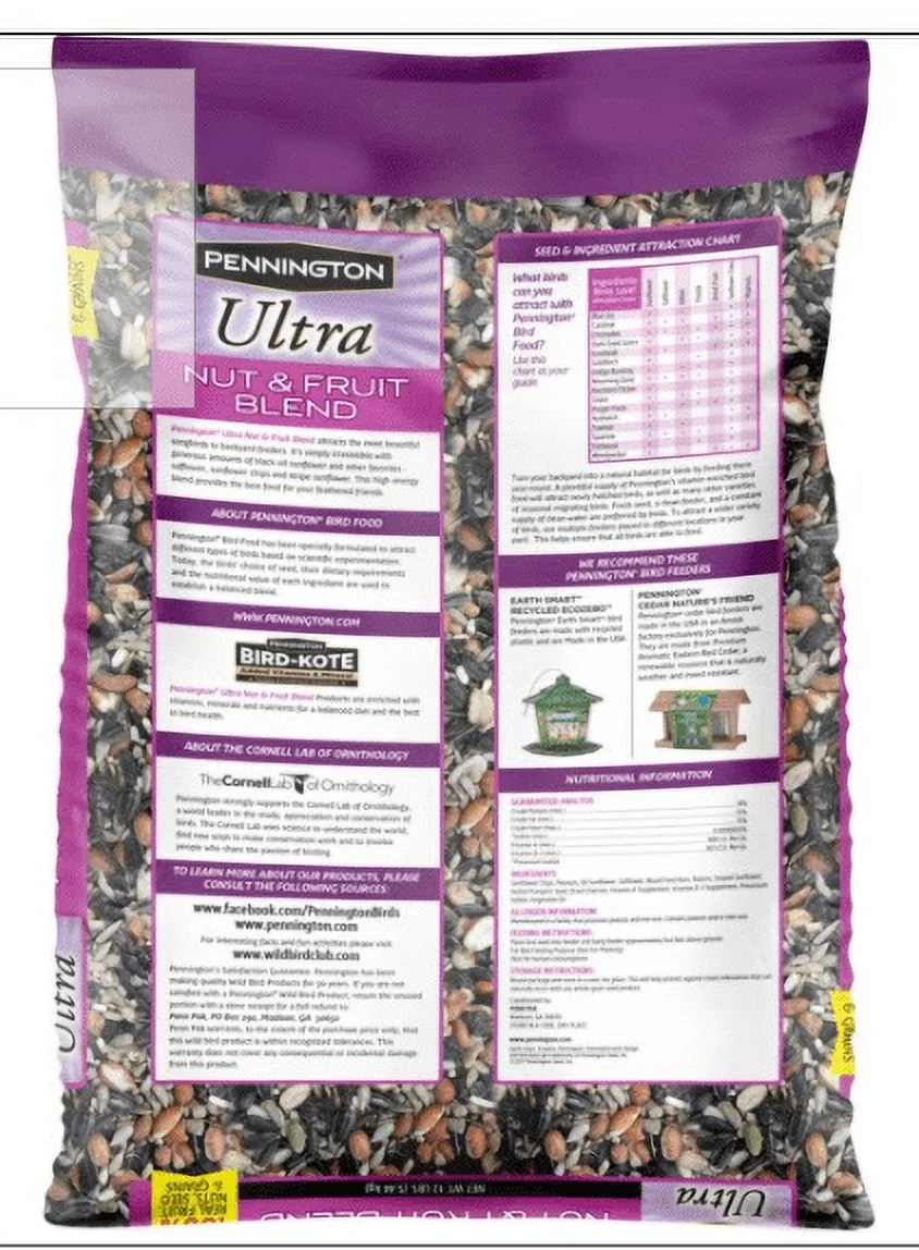 Pennington Ultra Fruit & Nut Blend, Wild Bird Seed and Feed, 24 lb. Bag