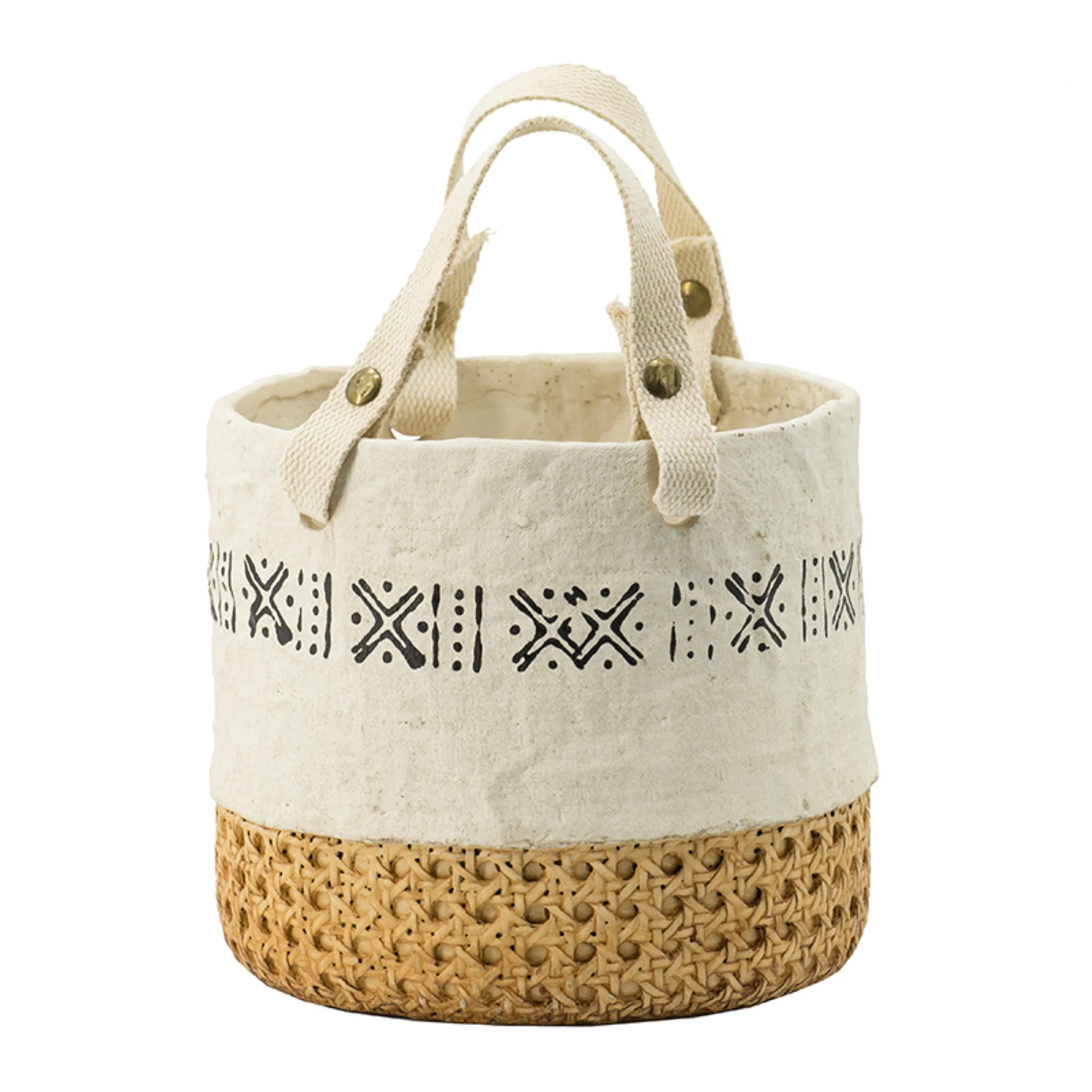 CC Home Furnishings Print Trim Caning Pattern Basket Planters - 7.75