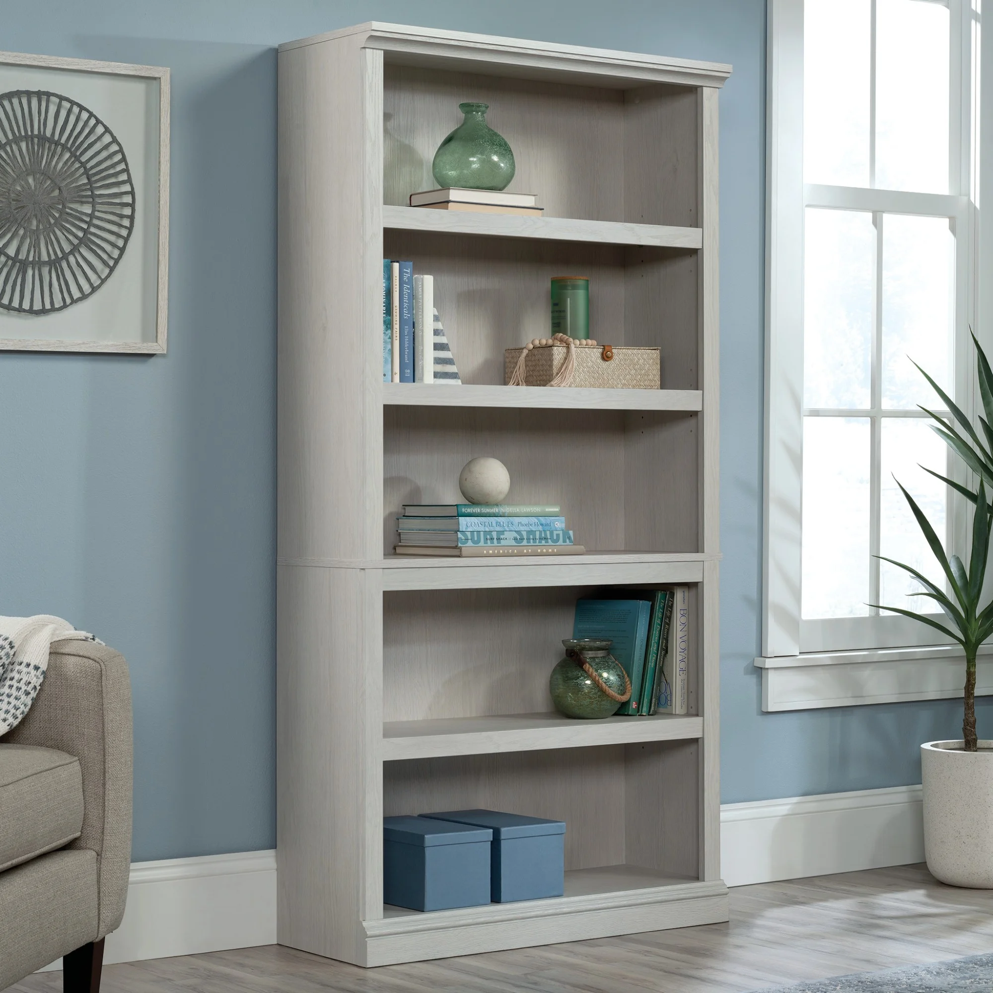 Sauder Select 5-Shelf Display Bookcase in Glacier Oak