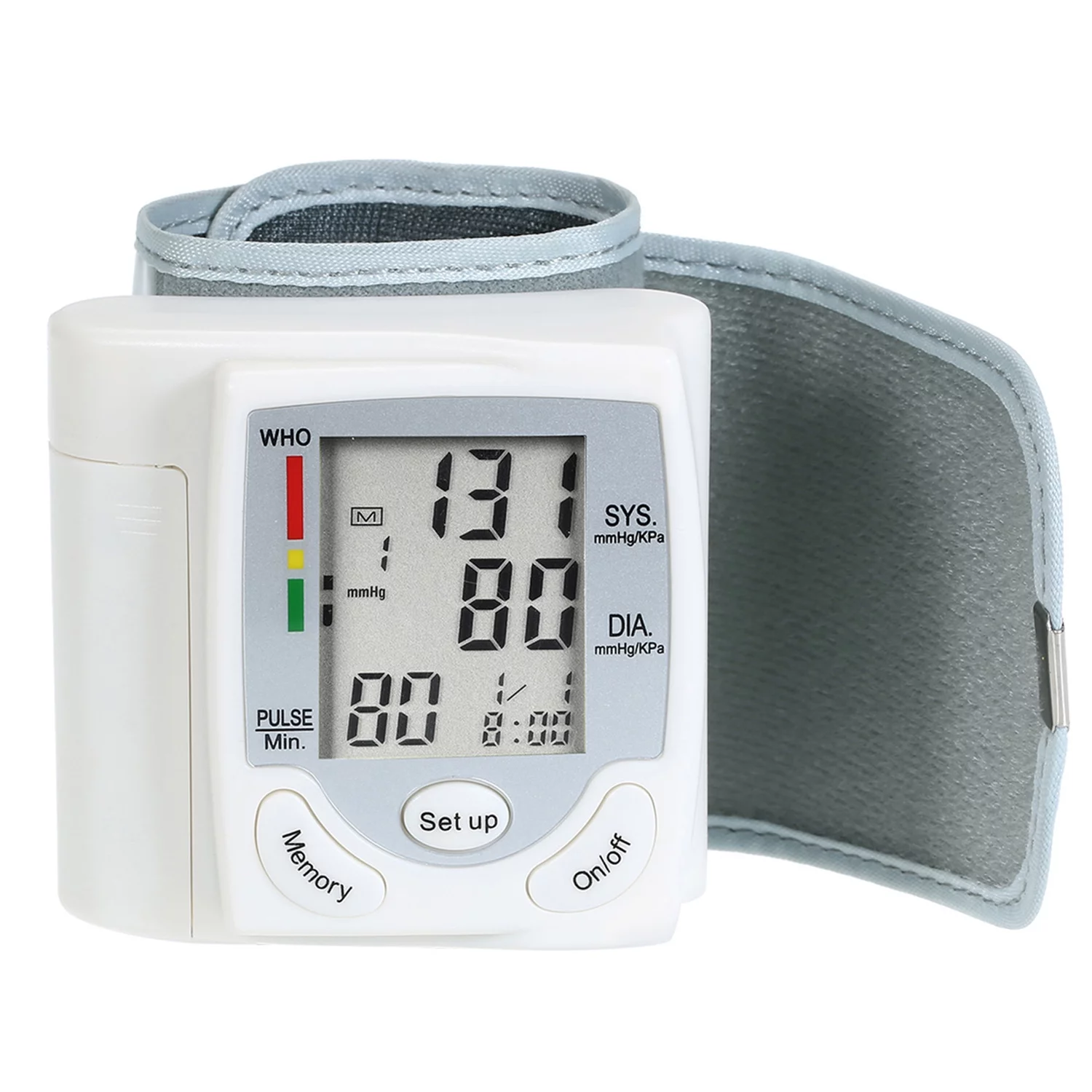 Moobody Blood Pressure Monitor Wrist with LCD display, Meter Automatic Digital Pulsometer Sphygmomanometer Family Diagnostic-tool for home use,White