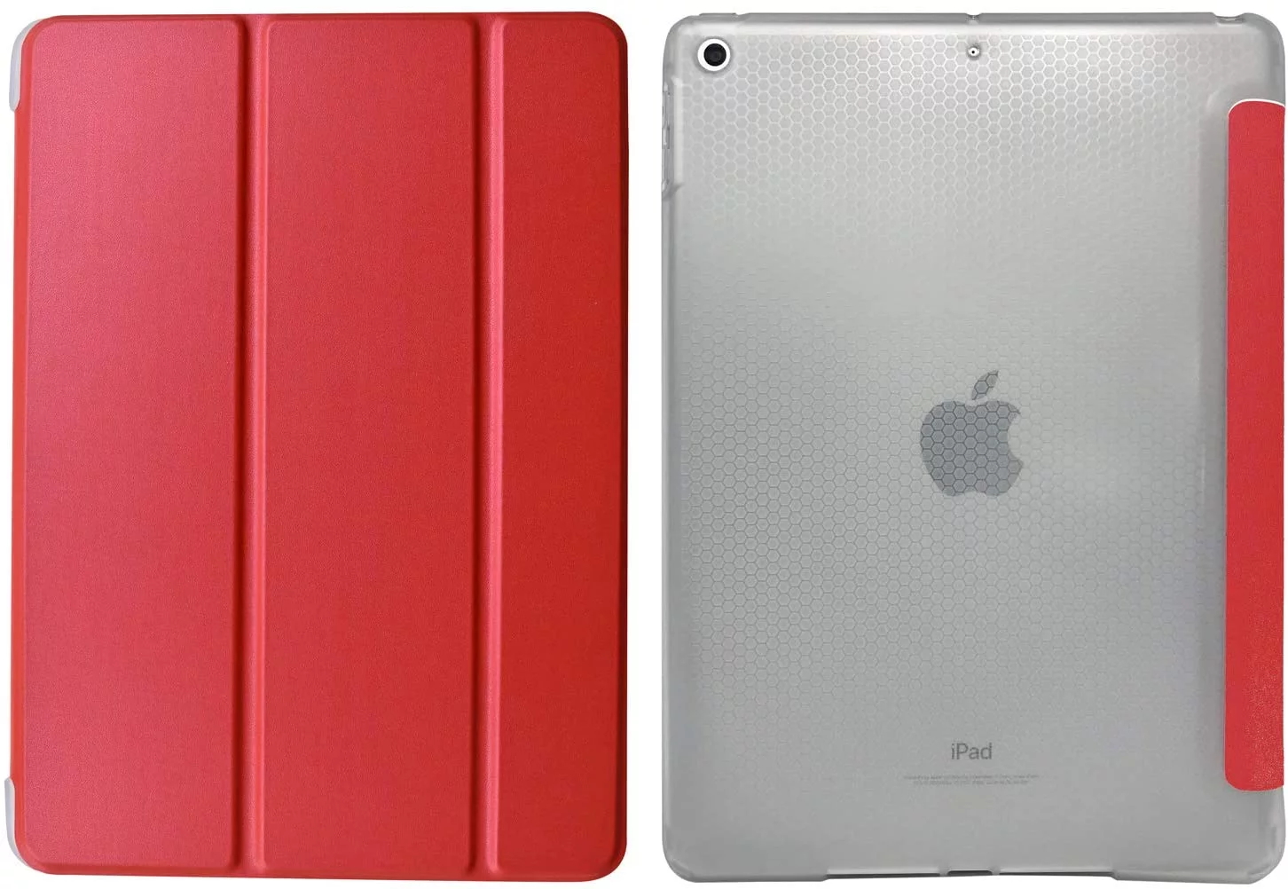 iPad 9.7 Inch 5 6 Air 1 2 [iPad 5th 6th Air 1st 2nd ] A1893 A1954 A1822 A1823 A1566 A1567 A1474 A1475 A1476 Smart Lightweight Soft Silicone Transparent Front & Back Cover - Red