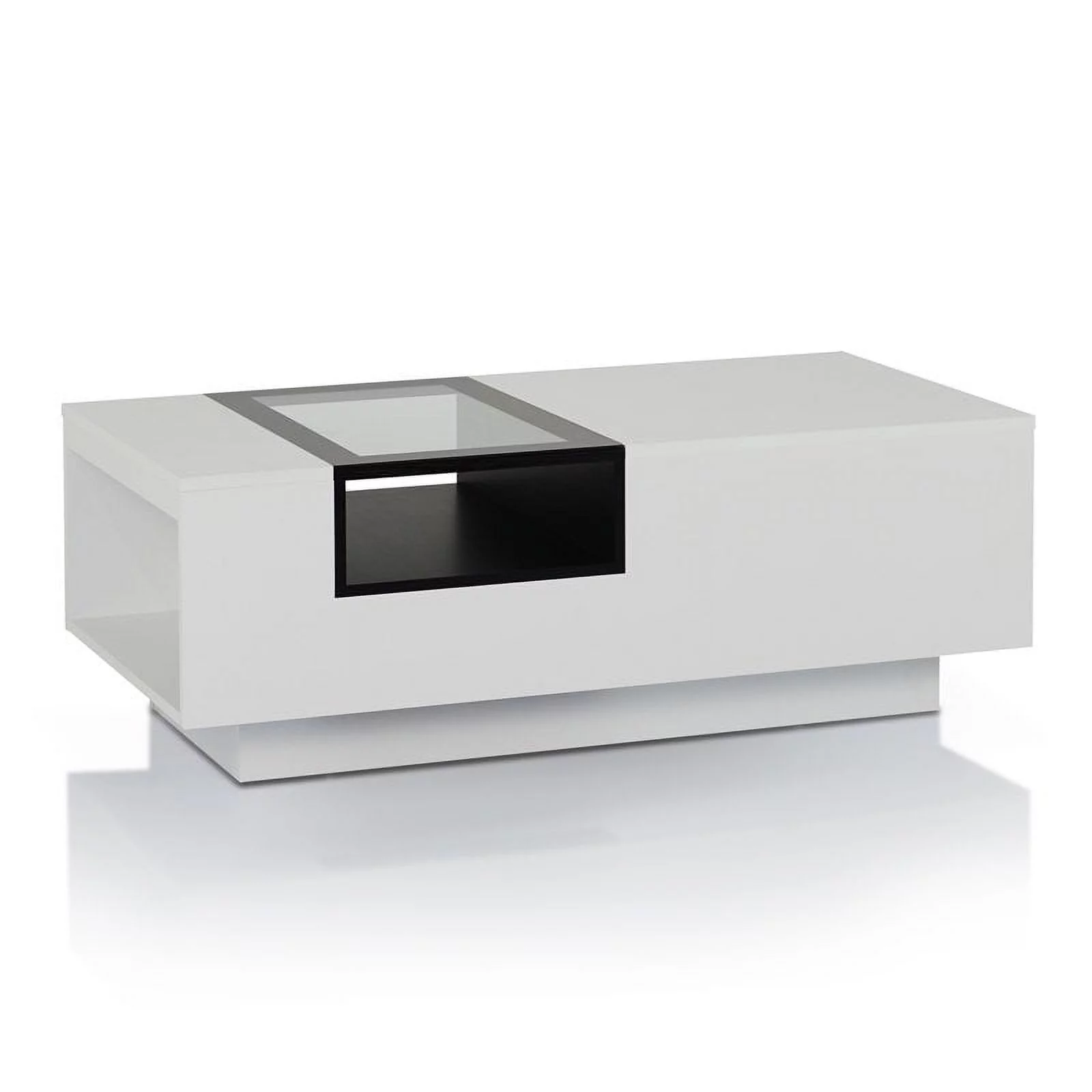 Furniture of America Sydney Modern Wood Storage Coffee Table in White and Black