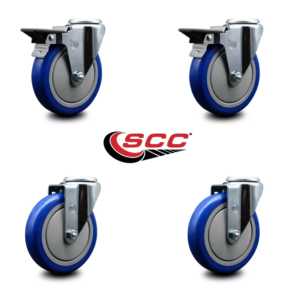 Polyurethane Swivel Bolt Hole Caster Set of 4 w/5