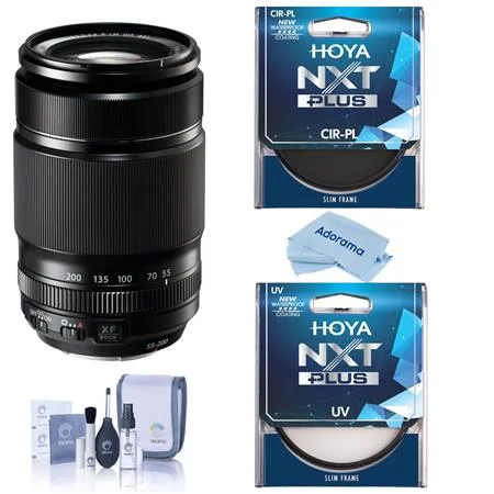 XF 55-200mm f/3.5-4.8 R LM OIS Lens, Bundle with Hoya 62mm UV+CPL Filter Kit, Cleaning Kit, Cleaning Cloth