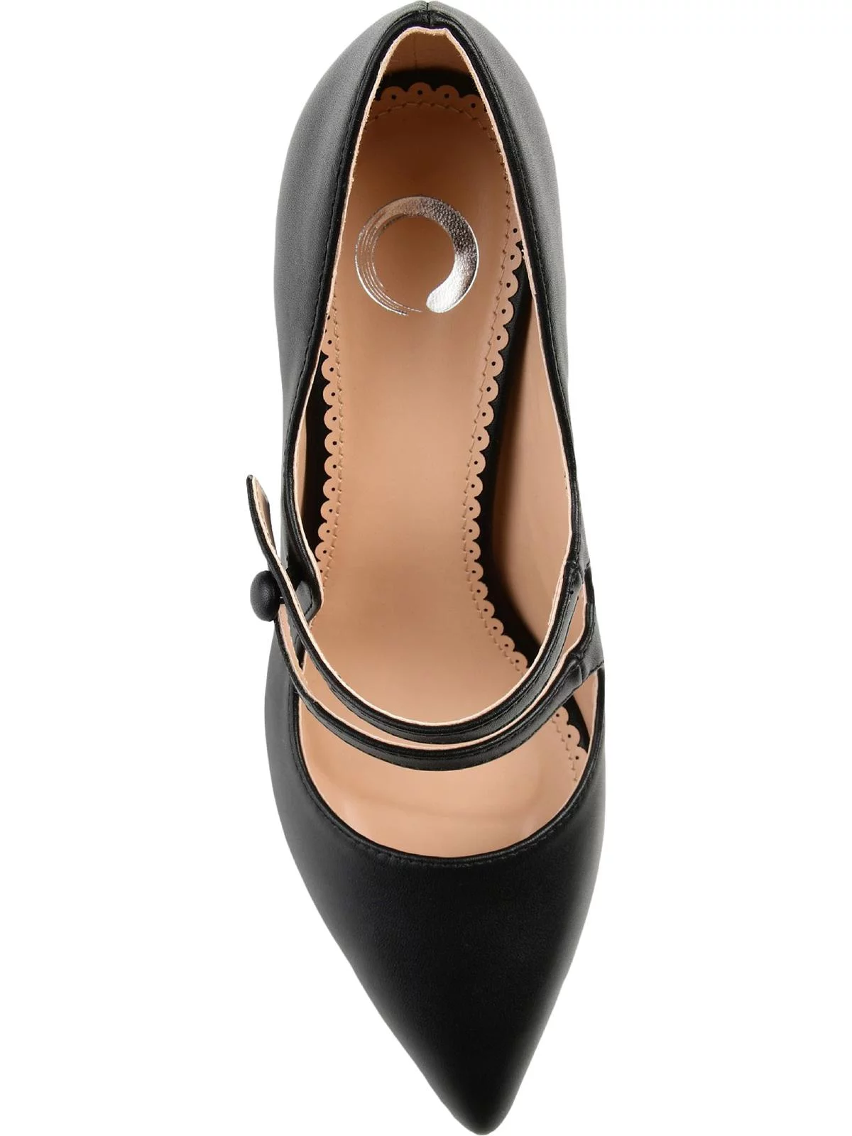 JOURNEE COLLECTION Womens Black Scalloped Footbed Padded Strappy Sidney Pointed Toe Stiletto Pumps 7.5