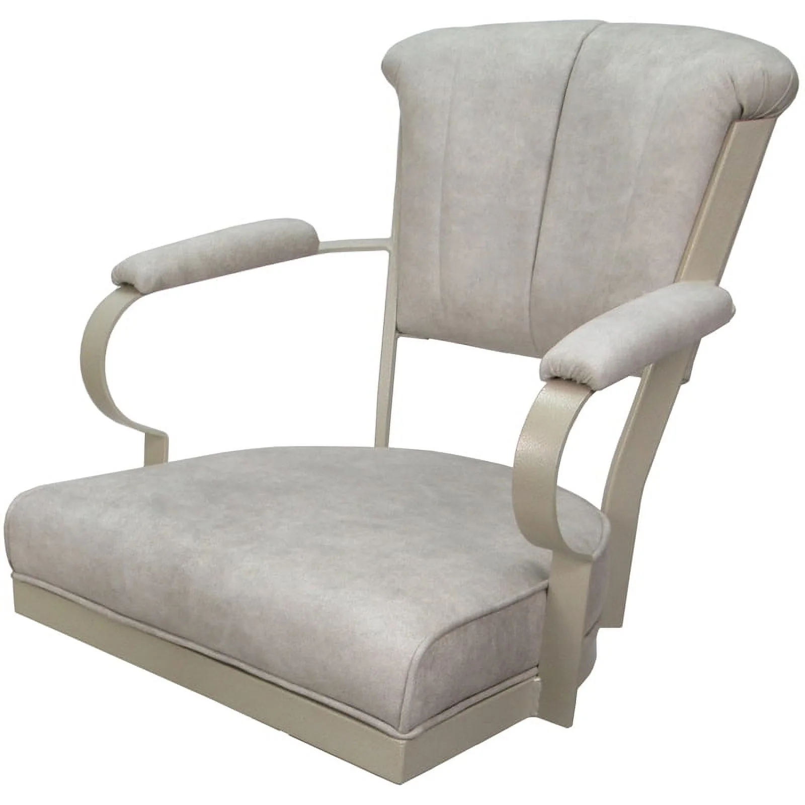 Miami Swivel Tilt Metal Caster Chair - Smoke Beige Fabric - Beige Frame