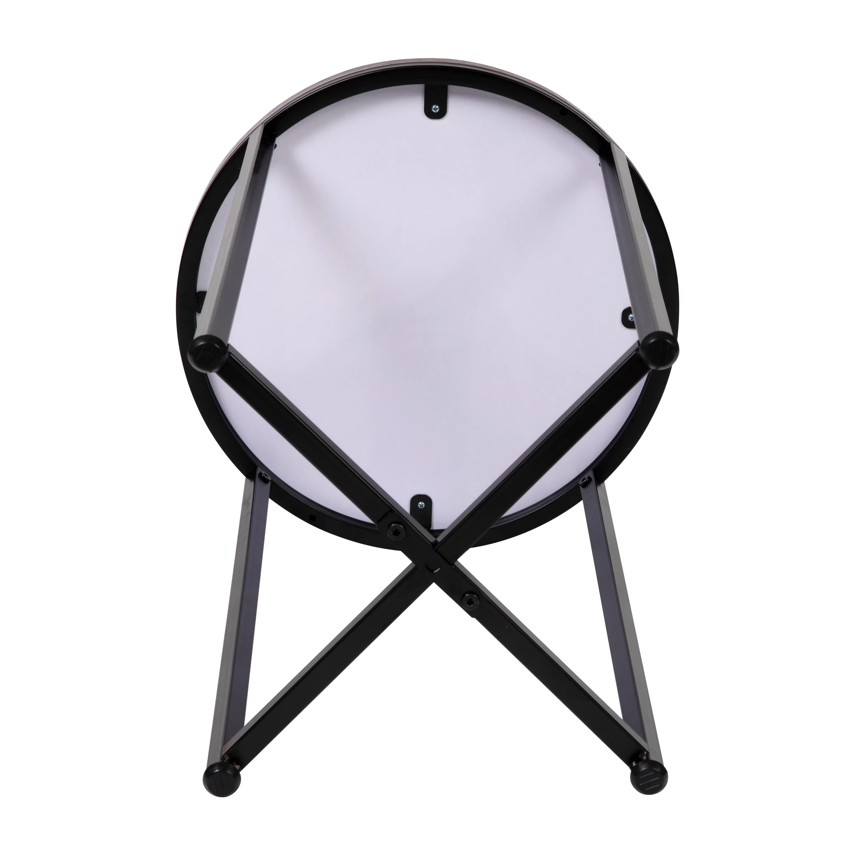 Merrick Lane Walnut End Table with Round Matte Black Cross Brace Frame