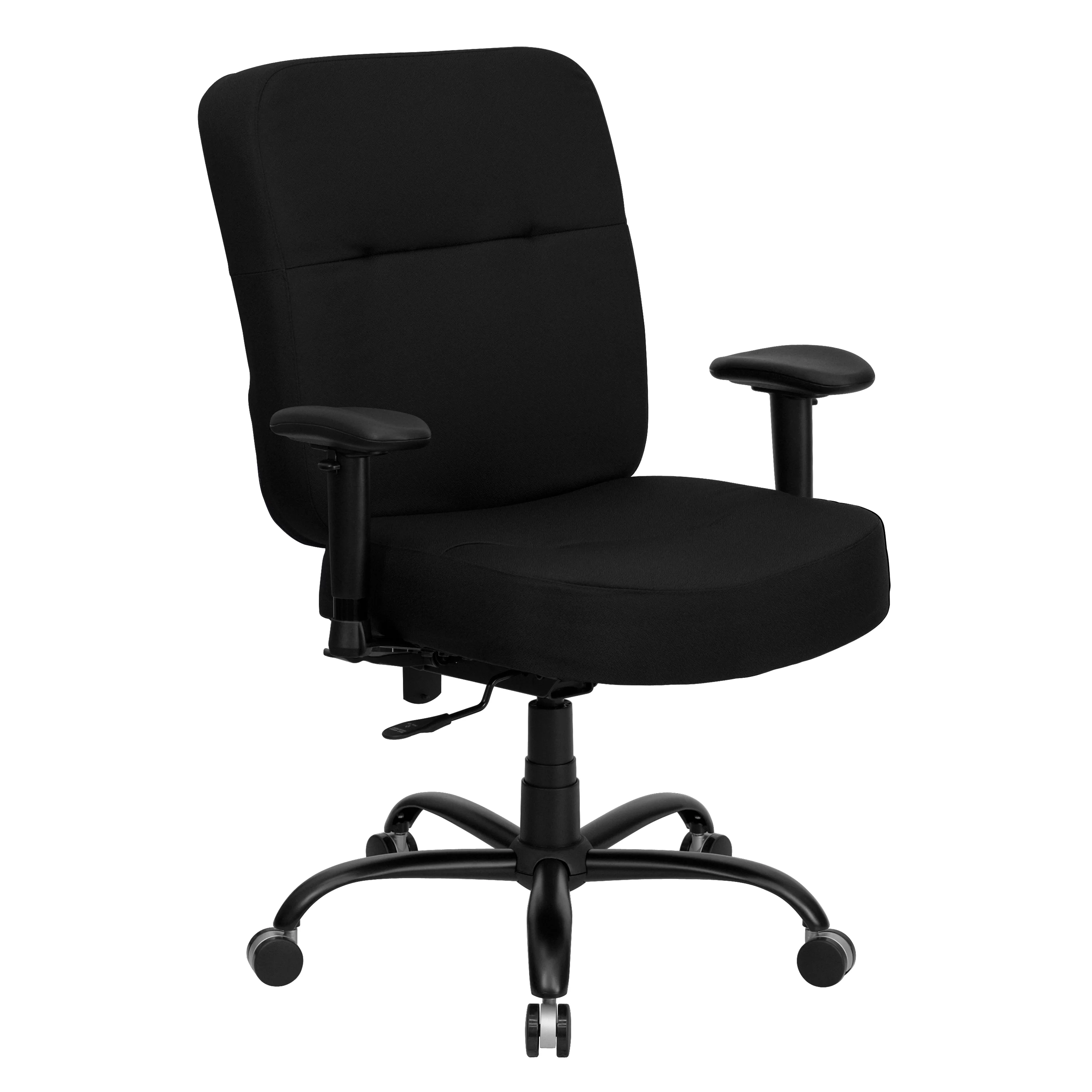 Emma + Oliver 400 lb. Rated High Back Black Fabric Rectangle Back Ergonomic Office Chair-Arms