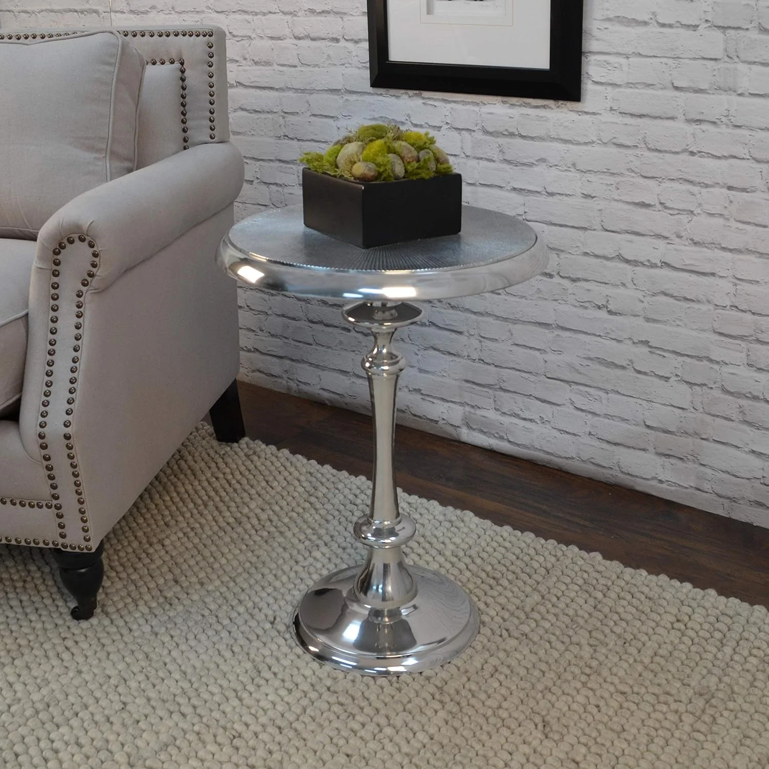 JDZHAPPYLIFE Carolina Chair & Table Ashley Metal Accent Table  Aluminum
