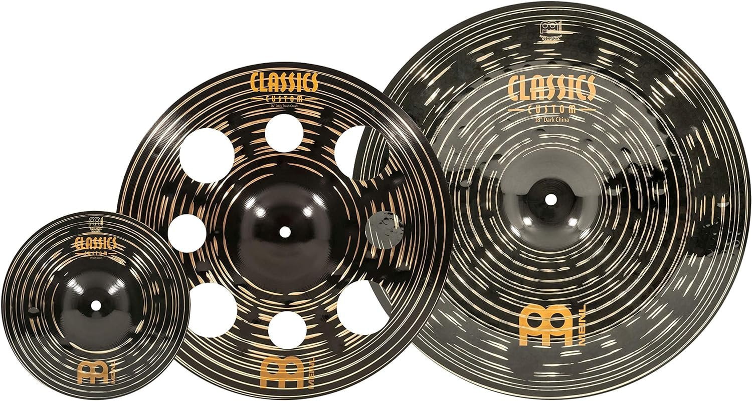 Meinl Cymbals 2 Classics Custom Dark Effects Pack / 3-pc Box Set for Drums, 10/16/18-inch, Made in Germany CCD-FX2