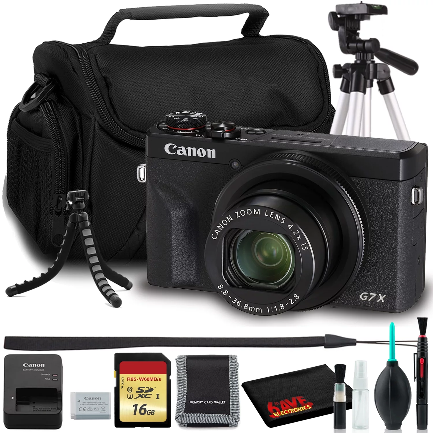 Canon PowerShot G7 X Mark III Digital Camera (Black) (Intl Model) Bundle with 16GB SD Card, 57
