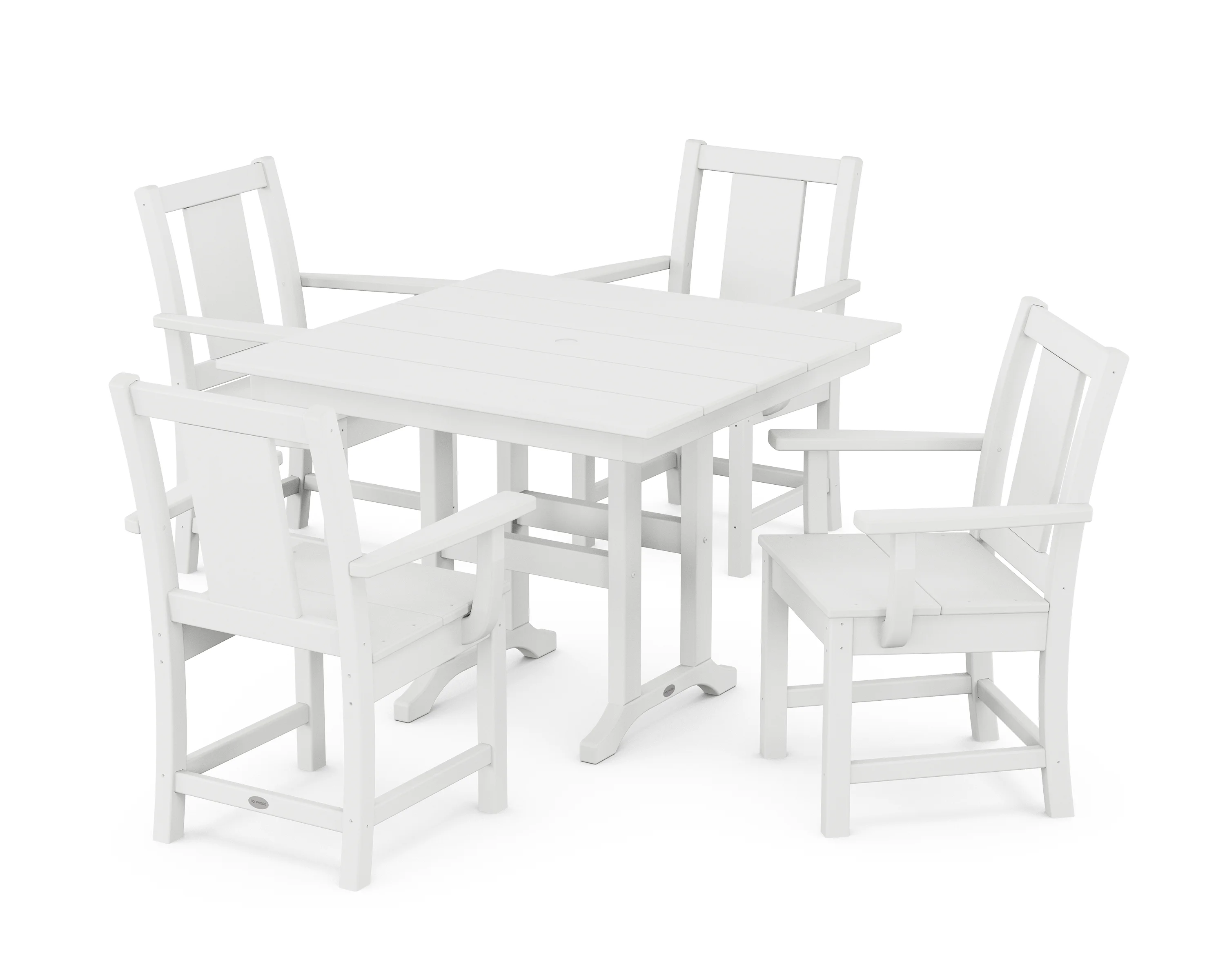POLYWOOD® Prairie 5-Piece Farmhouse Dining Set in White