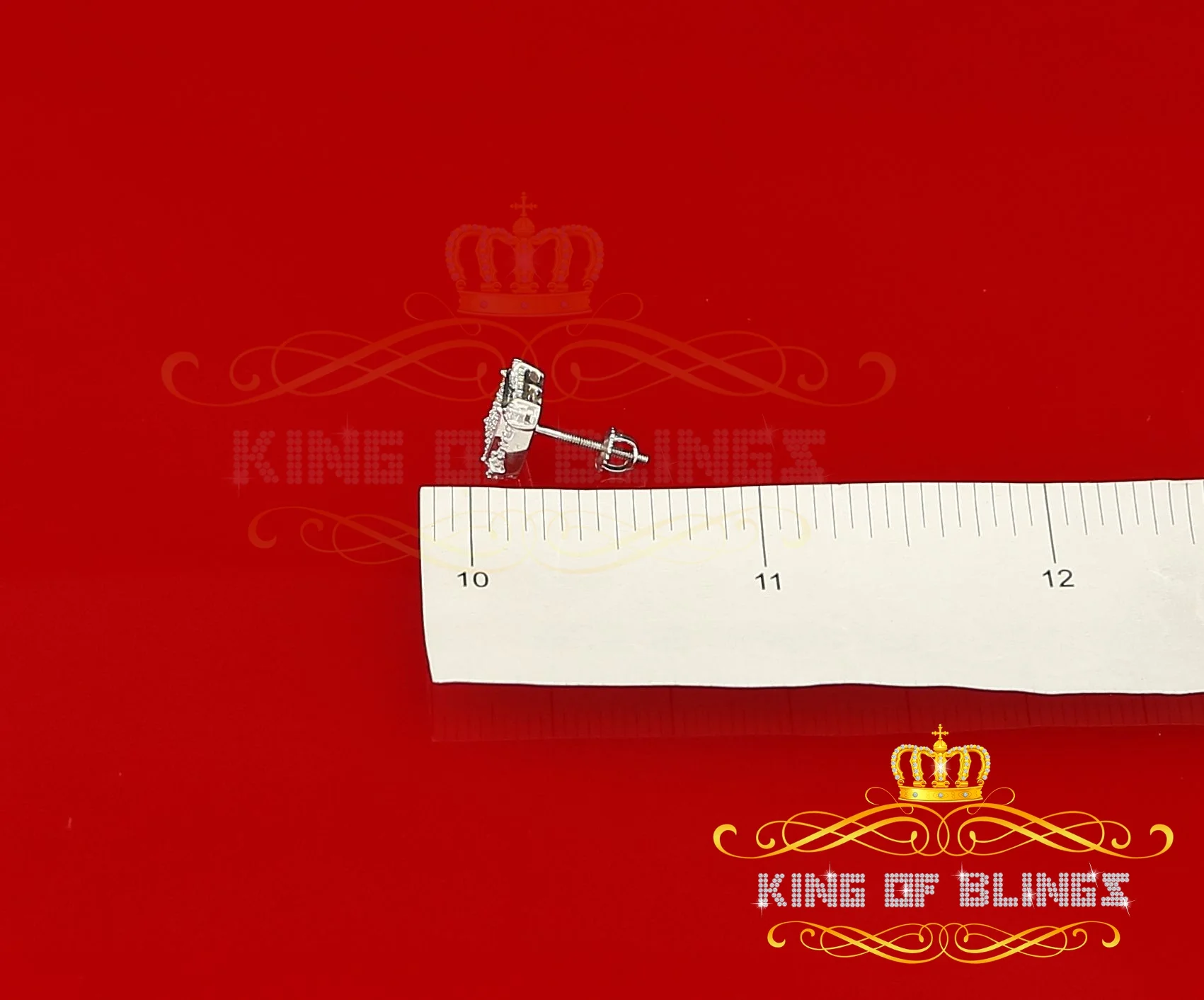 King of Bling's 925 Silver White 0.72ct Cubic Zirconia Hip Hop Square Men's & Women's Earrings