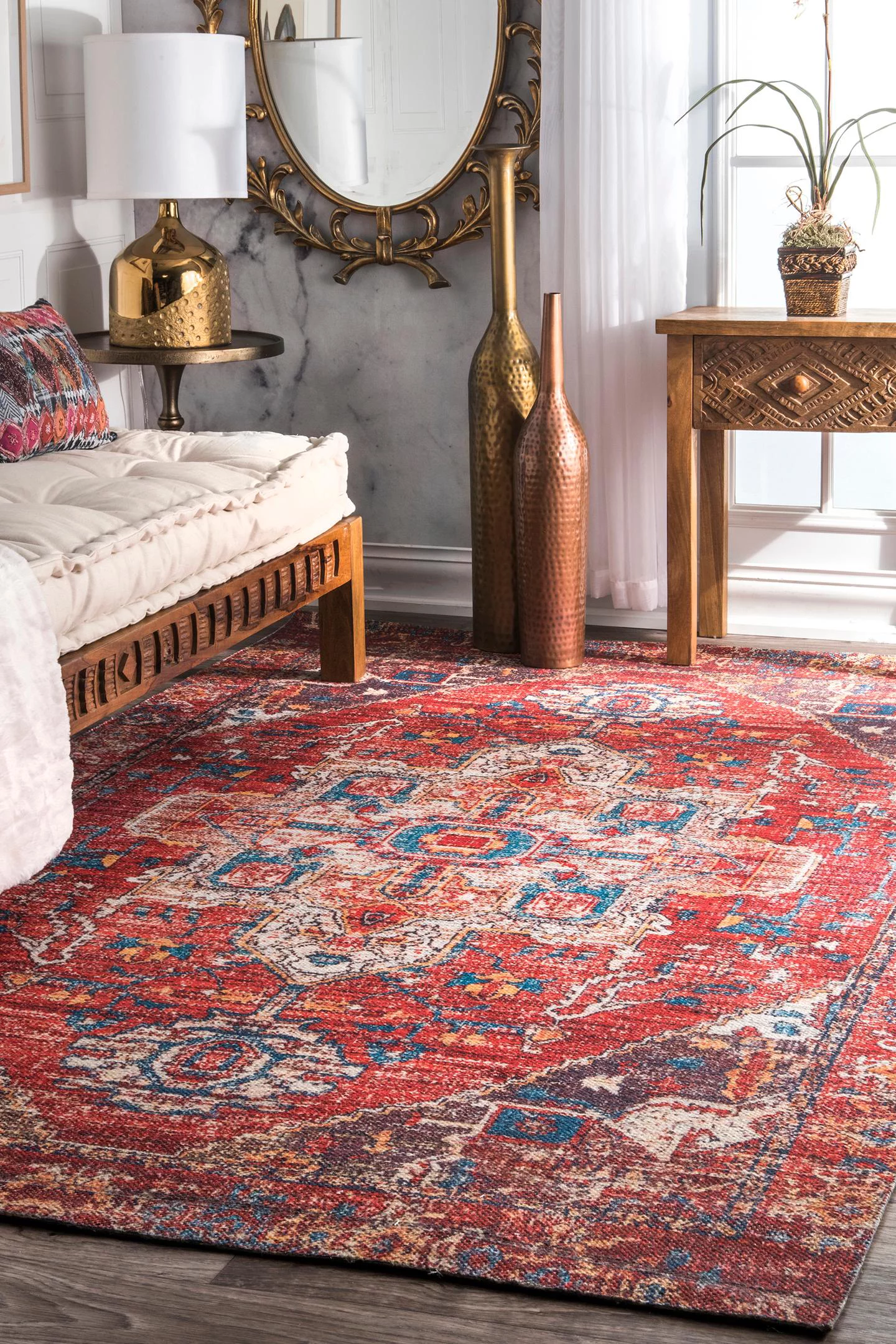 nuLOOM Vintage Siler Medallion Printed Rug Area Rug or Runner