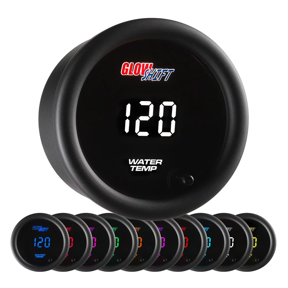 GlowShift | 2-1/16� (52mm) 10 Color Digital Series Water Temperature Gauge for Cars and Trucks